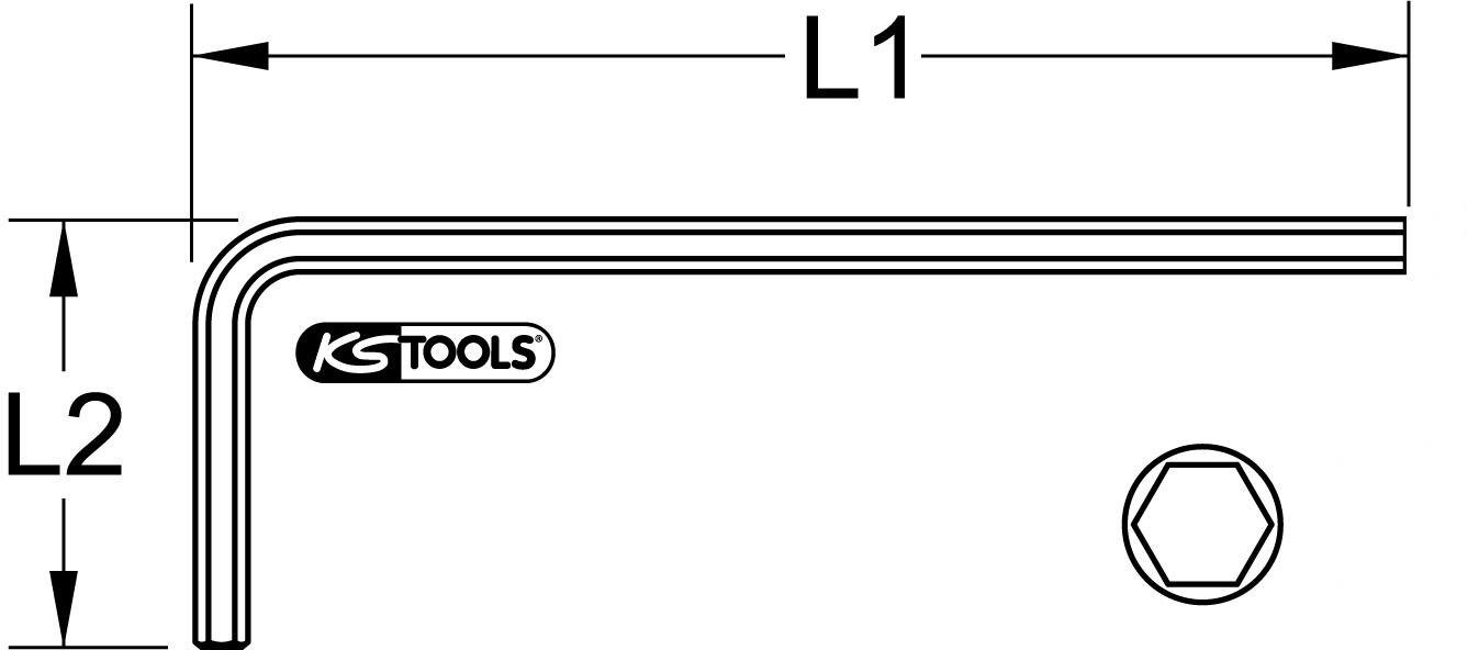 Thumbnail - KS Tools Winkelschlüssel Innensechskant-Winkelstiftschlüssel phosphatiert, XL, 3/32"