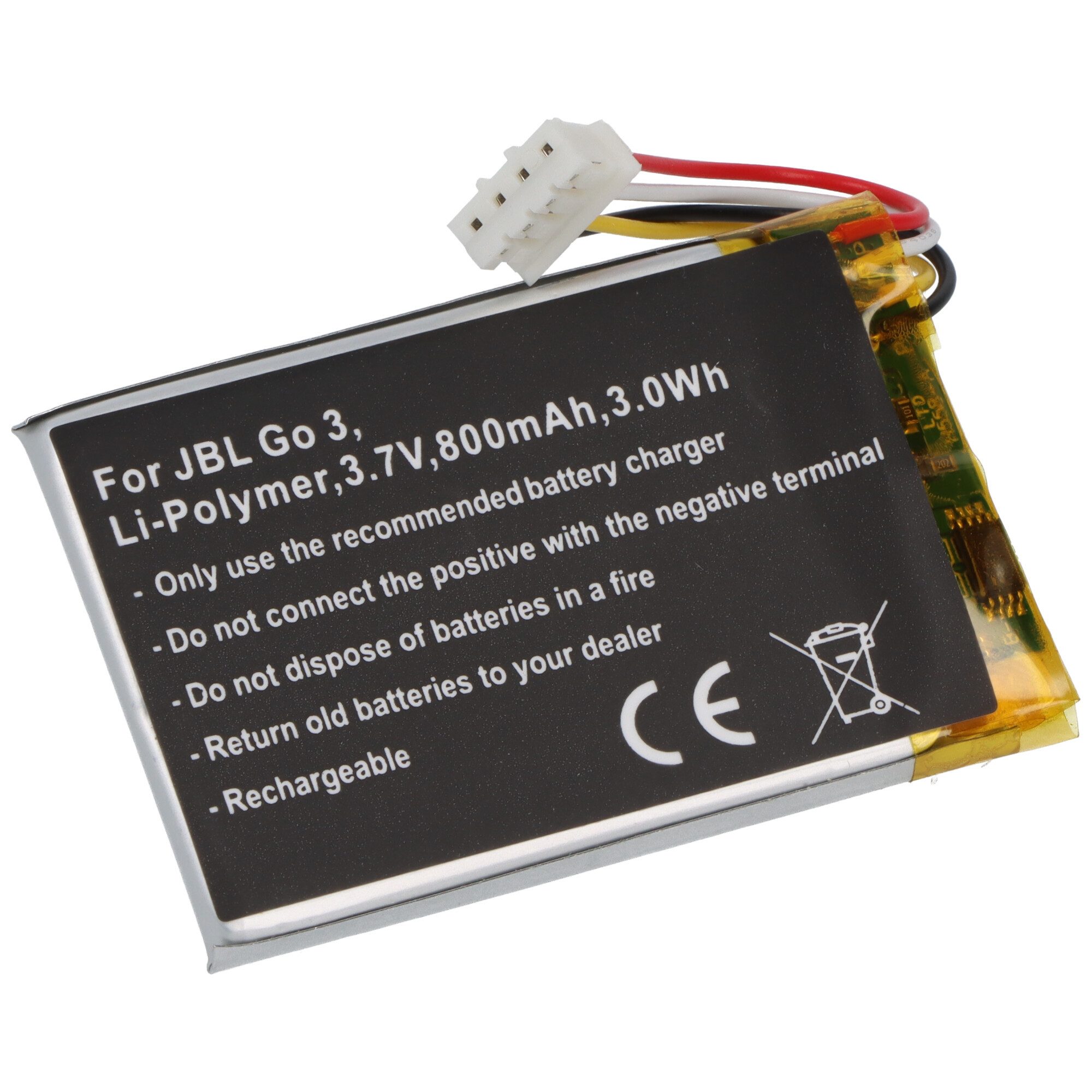 AccuCell Akku passend für JBL Go 3, Li-Polymer, 3,7V, 800mAh, 3,0Wh Akku 800 mAh (3,7 V)