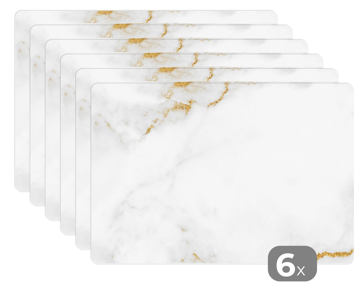 MuchoWow Platzset Marmor - Gold - Weiß - Luxus, (6-St), Platzsets, Tischset, Abwaschbar, Tischsets, Platzdeckchen