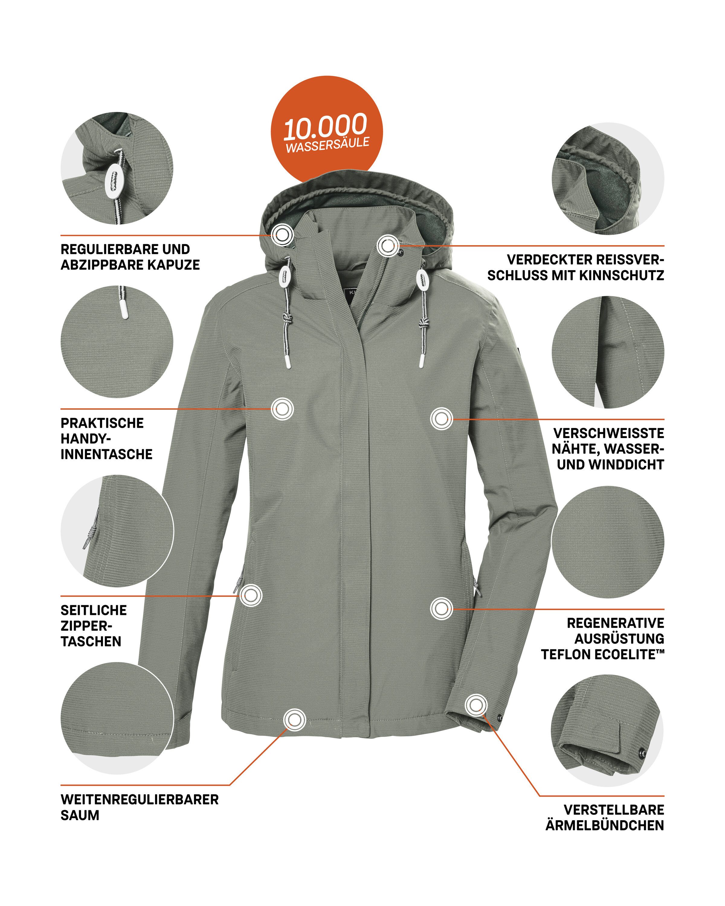 Killtec Outdoorjacke KOS 61 WMN JCKT Funktionsjacke: wasser- und winddicht, atmungsaktiv, abnehmbare Kapuze