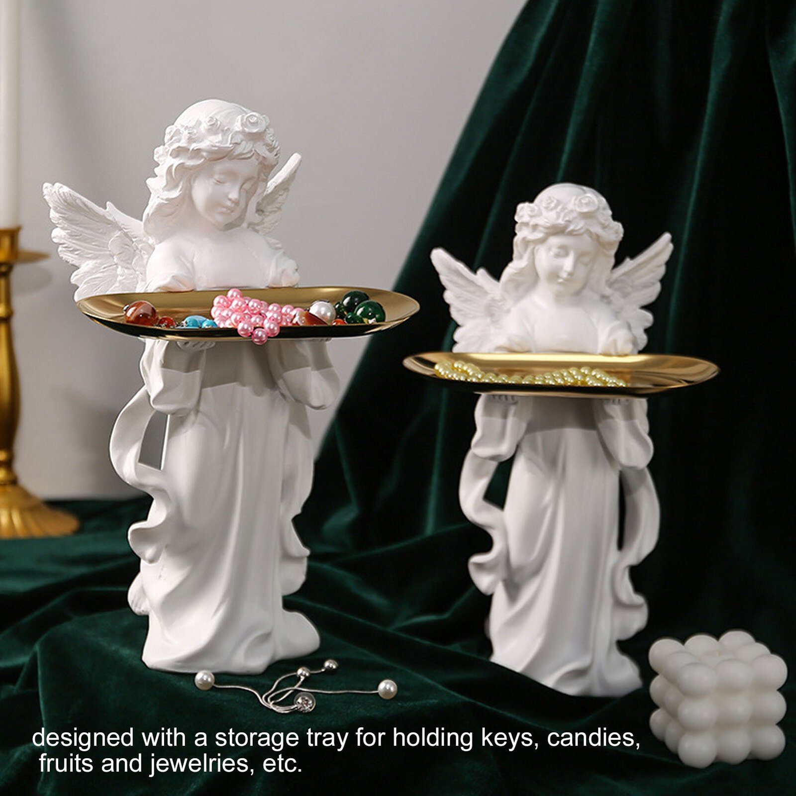 FUROKOY Dekoobjekt Europäischer Engel mit x Tablett,Wohnzimmer-Ornament, 15 Schlafzimmer 9cm Ornament Lagerung, , Schlüssel 30 Kopfschmuck x Schmuck