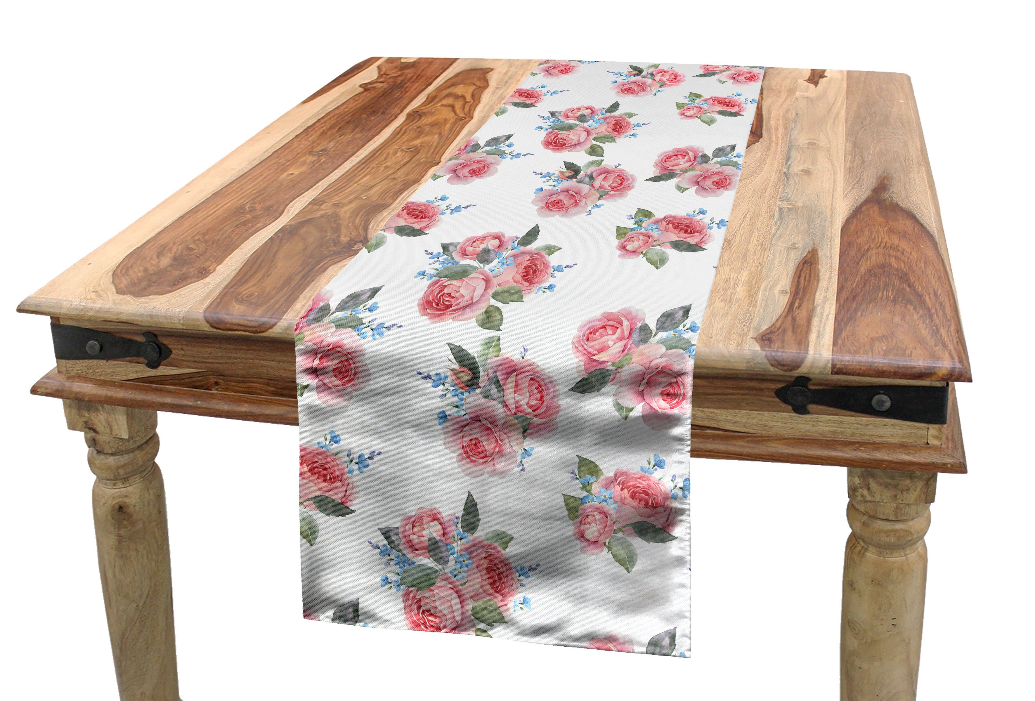 Küche Blumen-Kunst Dekorativer Rechteckiger Esszimmer Tischläufer, Vintage Abakuhaus Rose Empfindliche Tischläufer