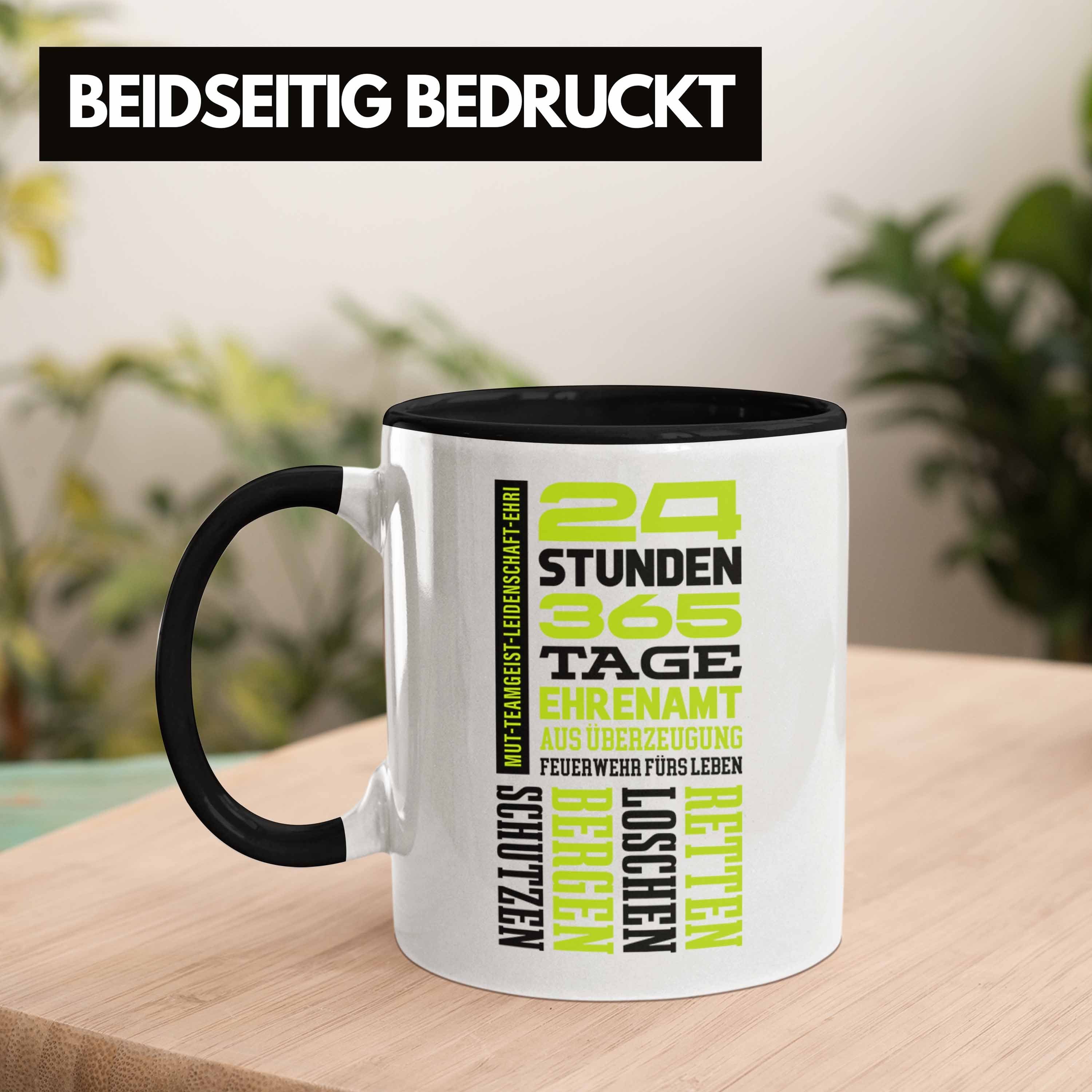 Tasse Schwarz Trendation - Feuerwehrmann Feuerwehr Tasse Geschenk Ehrenamtliche Freiwillig Trendation