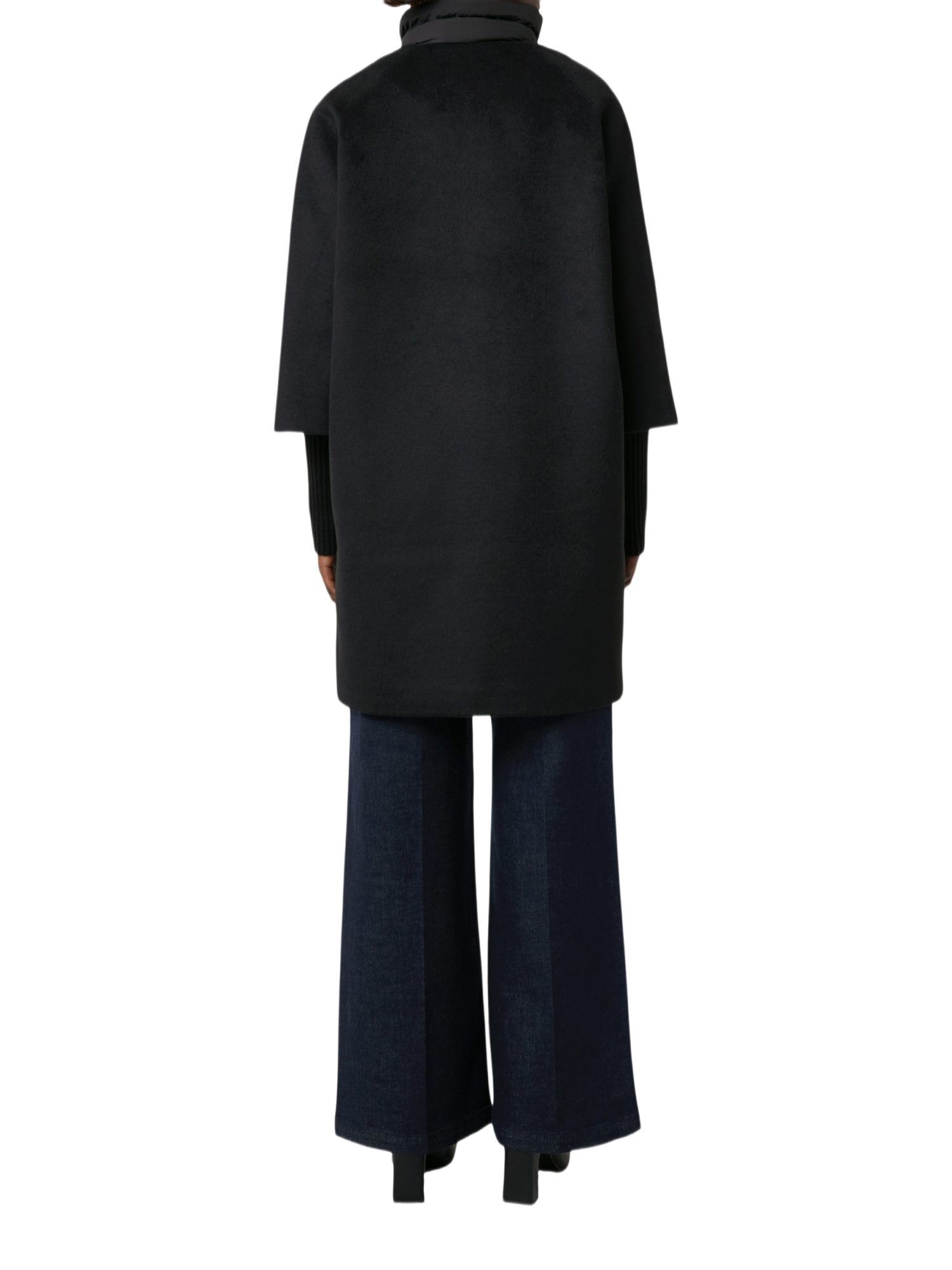 comma Strickmantel schwarz,Outdoor,Polyester,Unifarben,Stehkragen,Lang,Regular Fit