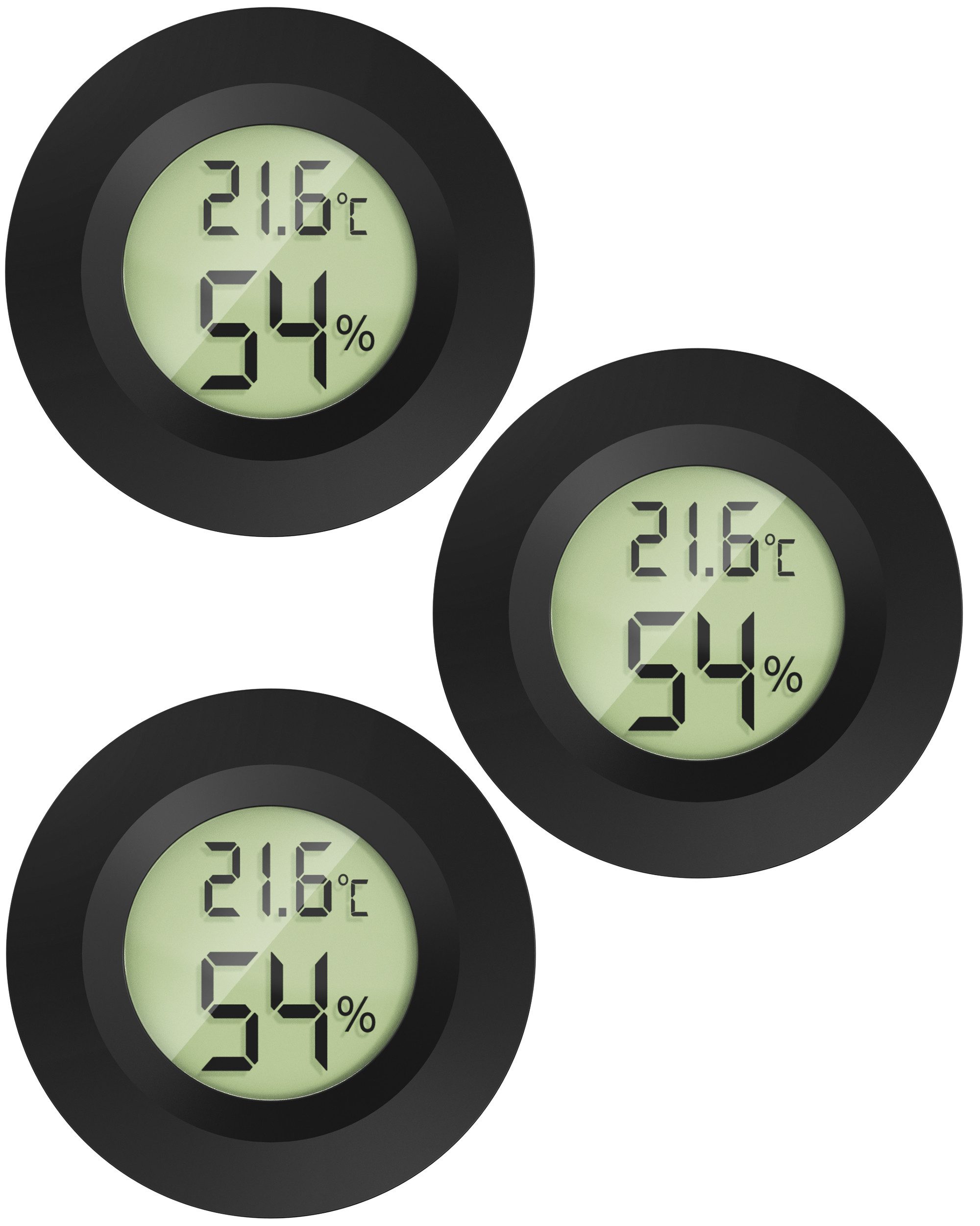 MAVORI Raumthermometer digitaler Hygrometer mit Thermometer für innen, 3er & 6er Set, 3-tlg., Temperatur & Luftfeuchtigkeit mit sehr präzisen Messwerten