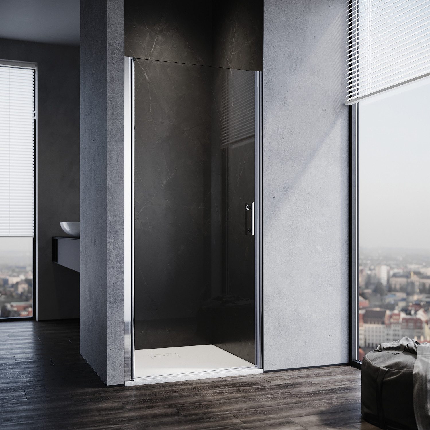 SONNI Dusch-Pendeltür Nischentür, Höhe: 195, Pendeltür Dusche, Breite: 70 / 80 / 86 / 90cm, 70x195 cm, mit NANO Beschichtung