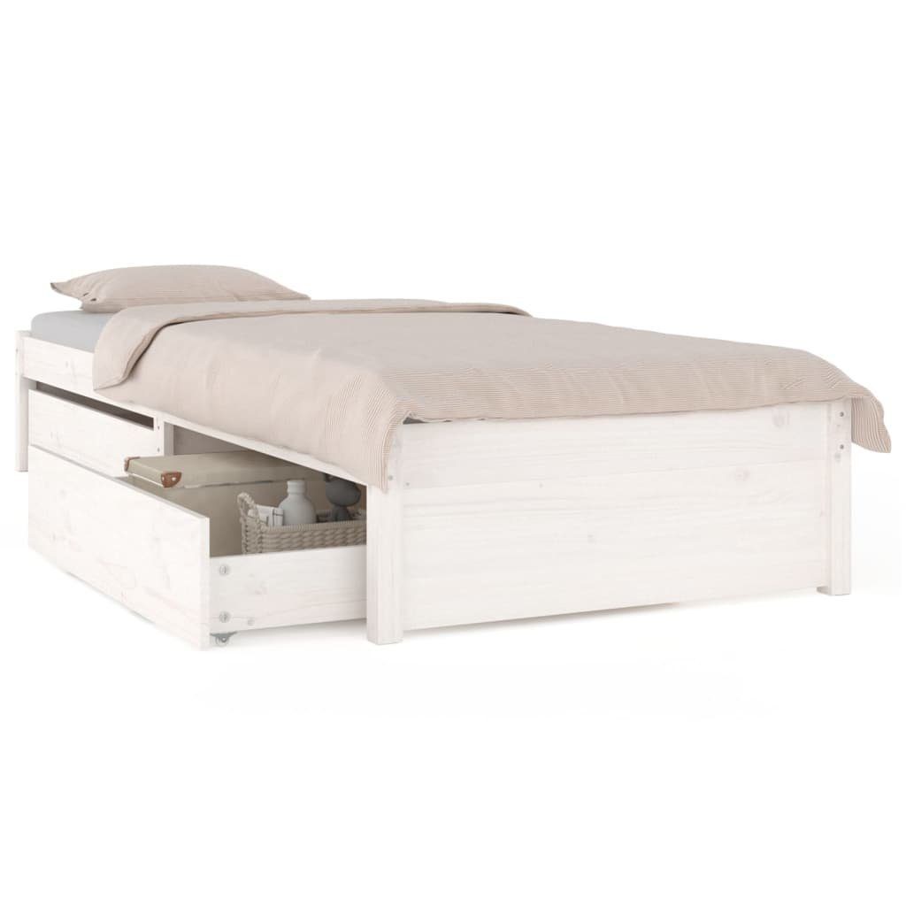vidaXL Bett Bett mit Schubladen Weiß 100x200 cm