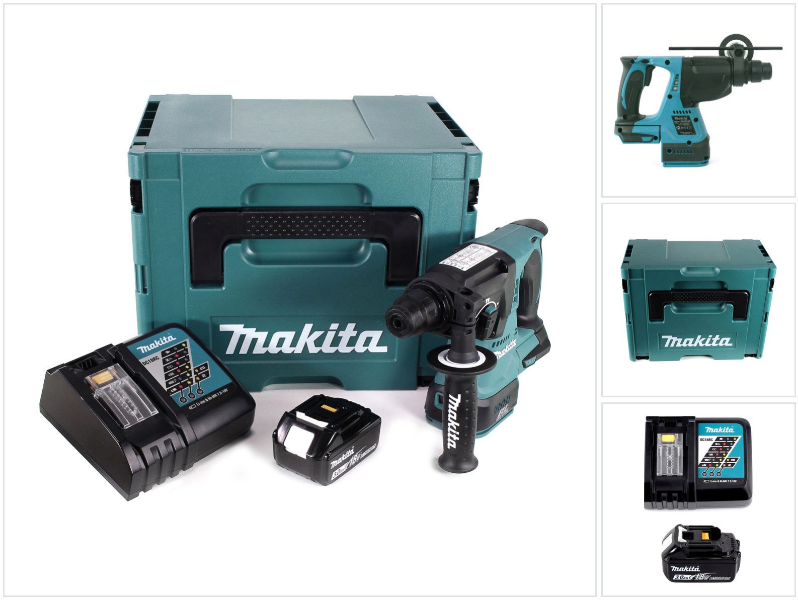 Schlagbohrmaschine DHR 242 RF1J Akku Bohrhammer 18V 2,4J SDS-plus Brushless + 1x Akku 3