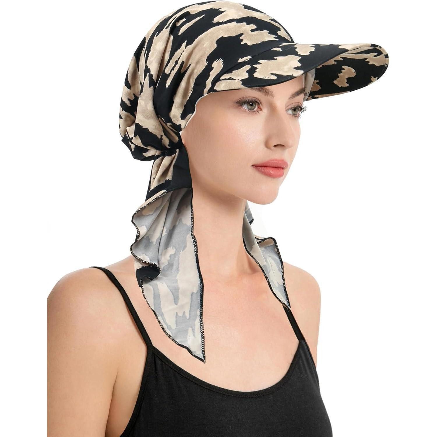 LuxusKollektion Beanie Kopfbedeckung Damen Chemo Mütze Beanie Krempe Leopardenmuster Khaki