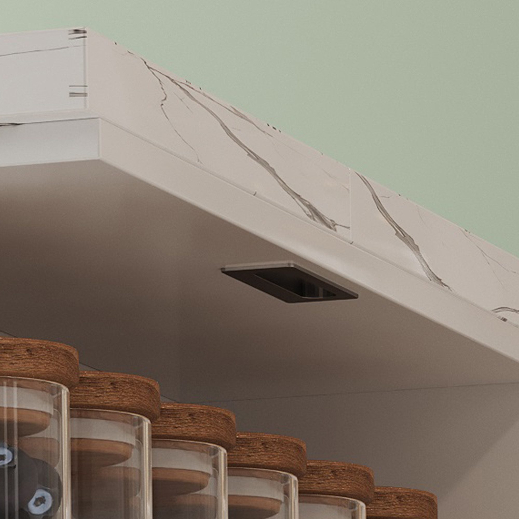 MC Star Küchenwagen Multifunktionale Kücheninsel mit 150cm+96cm, weißer ausziehbarer, (marmorierte Holzarbeitsplatte/Tisch, integrierte Stauschränke, ideal für Familienküchen)