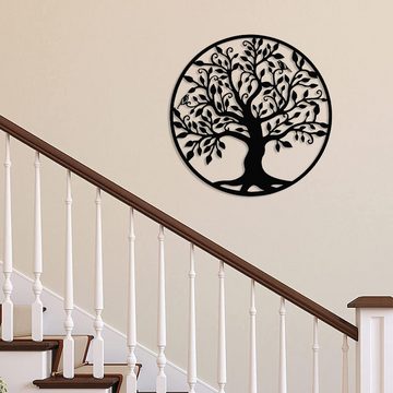 HAMÖWO Wanddekoobjekt Durchbrochener Baum Metall Wanddekoration,für Zuhause,Büro,30x30cm