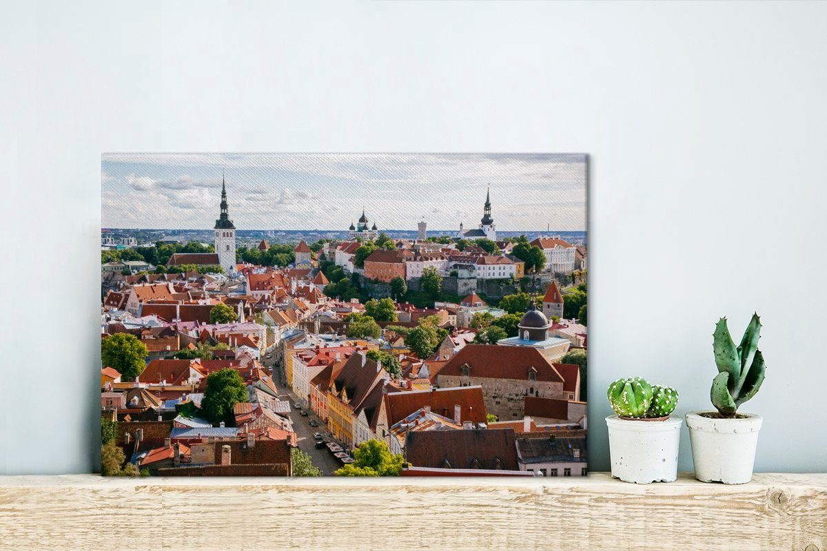 (1 cm OneMillionCanvasses® Leinwandbild Estland, Wandbild Hügel Aufhängefertig, von 30x20 in Leinwandbilder, einem St), Das von Stadtzentrum Wanddeko, Tallinn