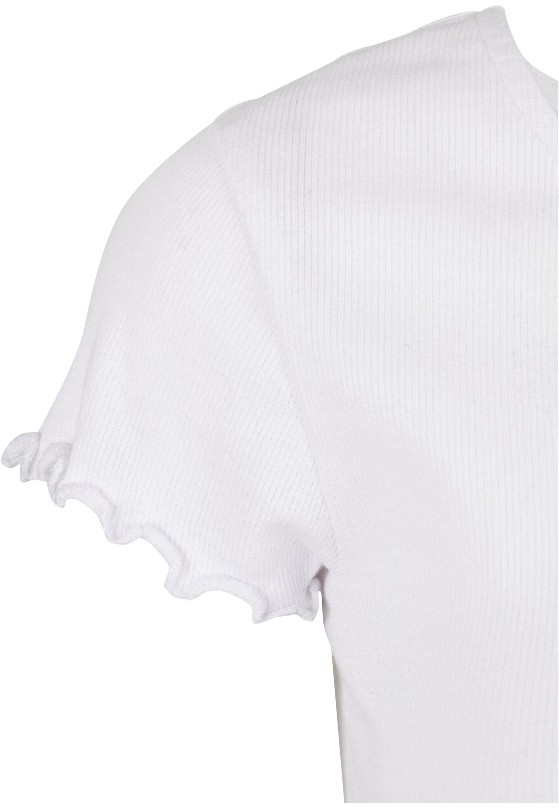 (1-tlg) Button Rib Damen CLASSICS Shirtjacke Ladies Up Cropped white URBAN Tee