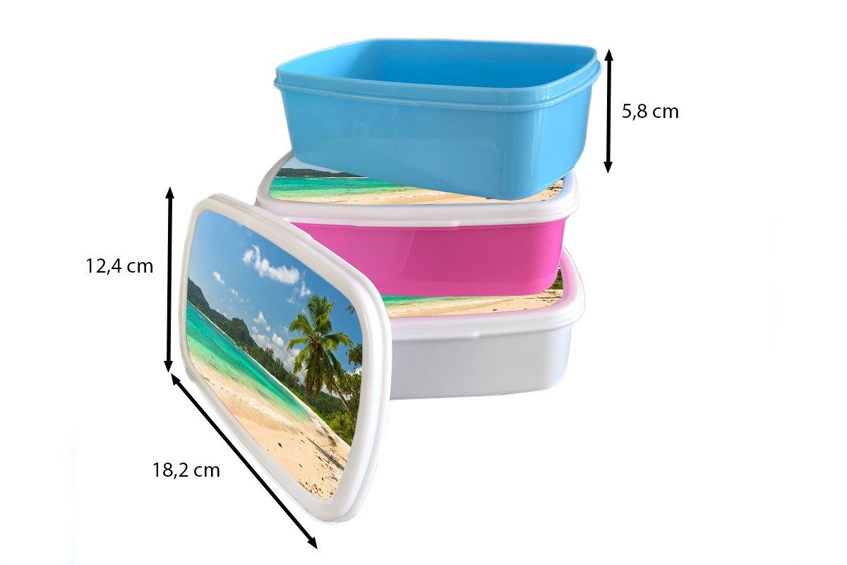 Tropisch Mädchen, (2-tlg), MuchoWow Brotbox - Kinder, Kunststoff Blau, Kunststoff, - rosa Brotdose Erwachsene, für Lunchbox Wasser Snackbox,