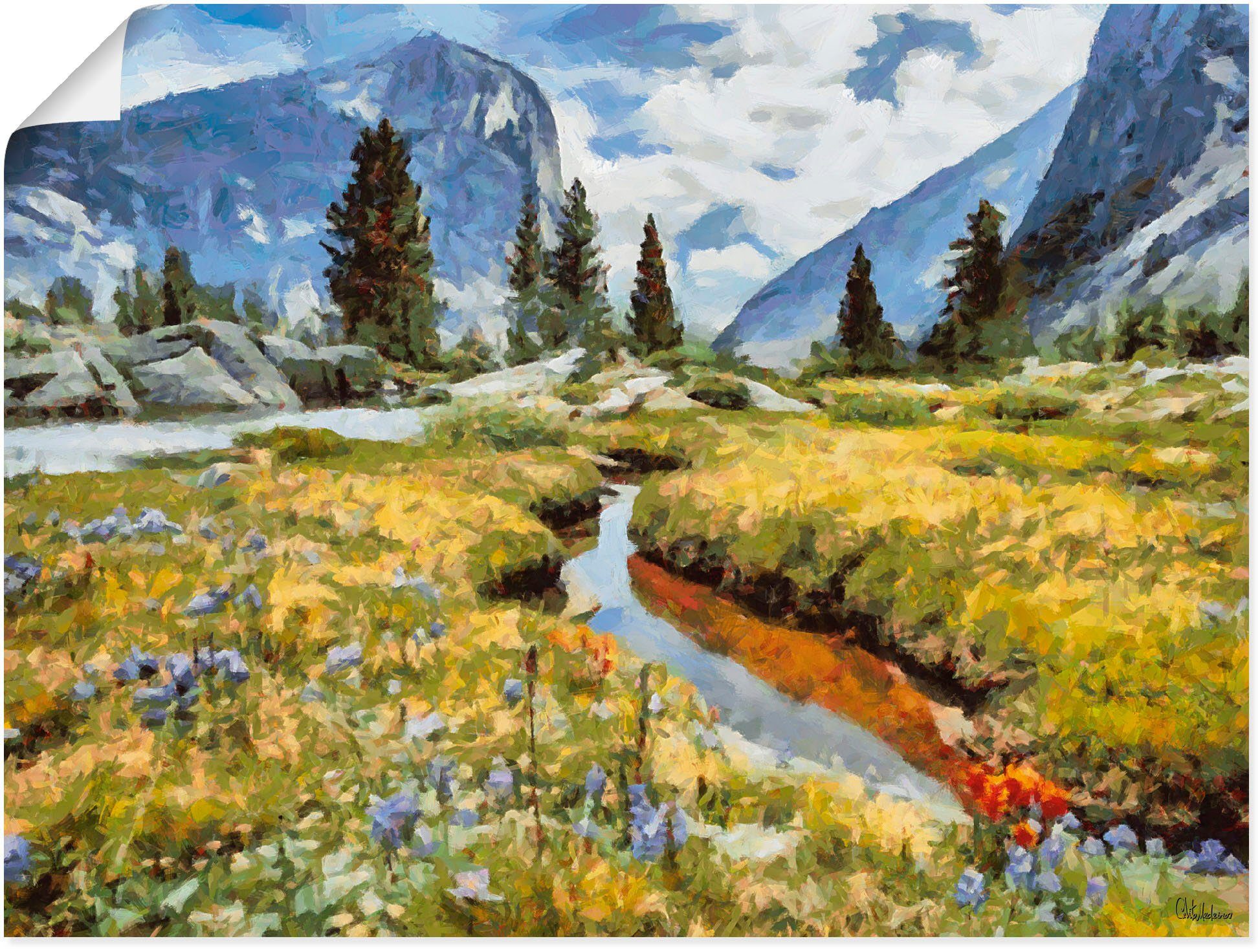 Artland Wandbild in Yosemite Nationalpark, Wiesen Alubild, (1 Leinwandbild, & St), Poster Wandaufkleber als Größen versch. Baumbilder oder