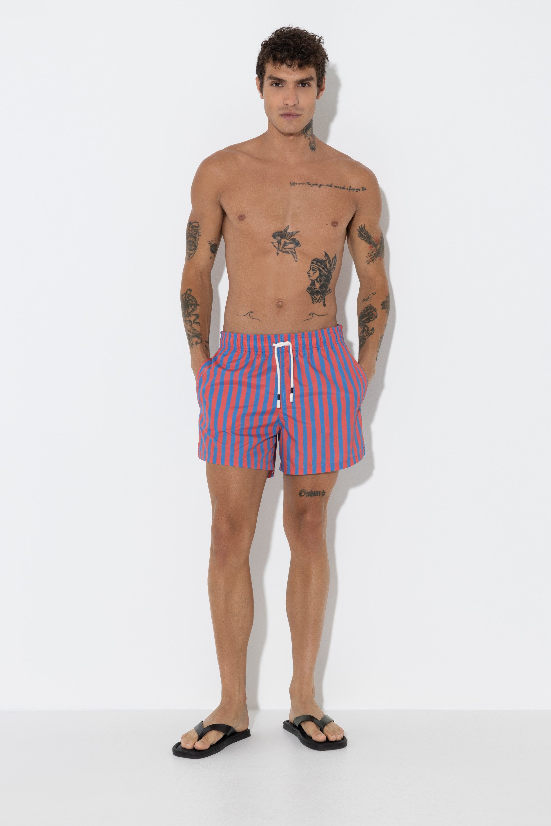 Mey Badeshorts Mey Herren Badeshort Serie Ombrella Colerato (1-St) Moderne Badeshorts, gestreift, chlorecht, Innenhose