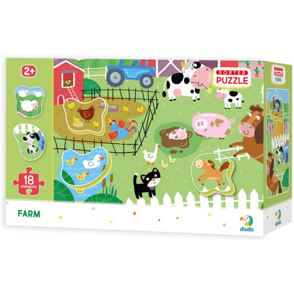 dodo Puzzle DODO Puzzle mit Puzzle Farm 18 Teile, Puzzleteile