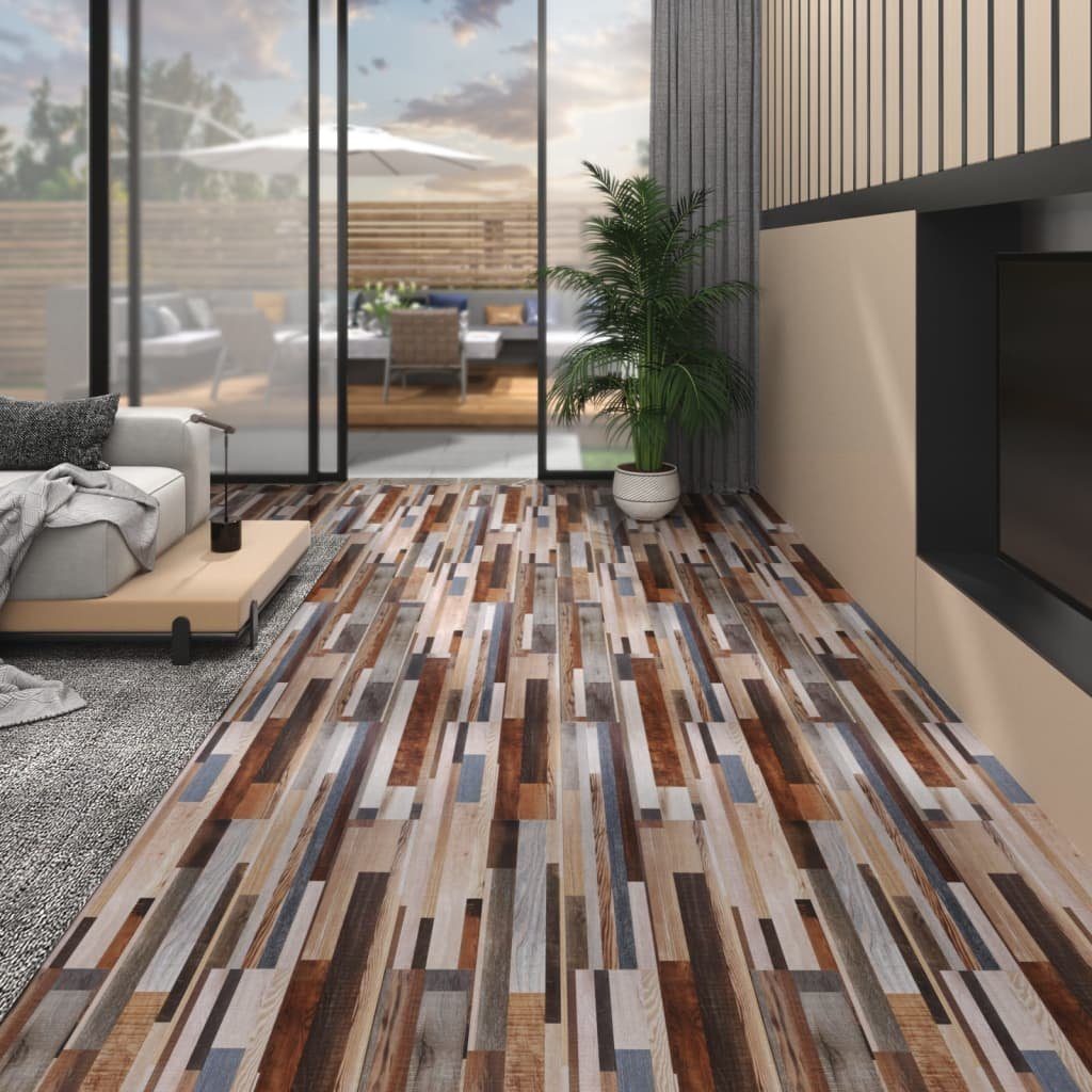 Teppichboden PVC-Laminat-Dielen 4,46 m² 3 mm Selbstklebend Mehrfarbig, vidaXL