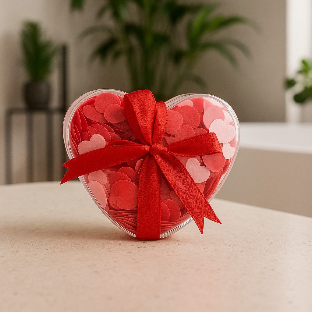 What the Shop Bath Additive Bath Confetti Hearts 20g in Heart-Shaped Box with Ribbon Valentine's Day Gift, Romantic Moments of Well-being in Heart Shape