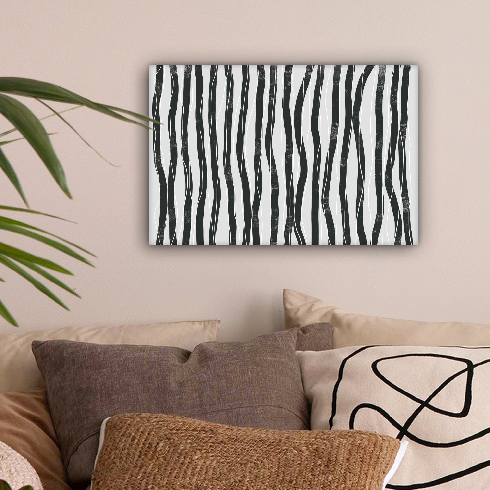 OneMillionCanvasses® Leinwandbild Kunst - Abstrakt - Linien - Schwarz - Wei günstig online kaufen