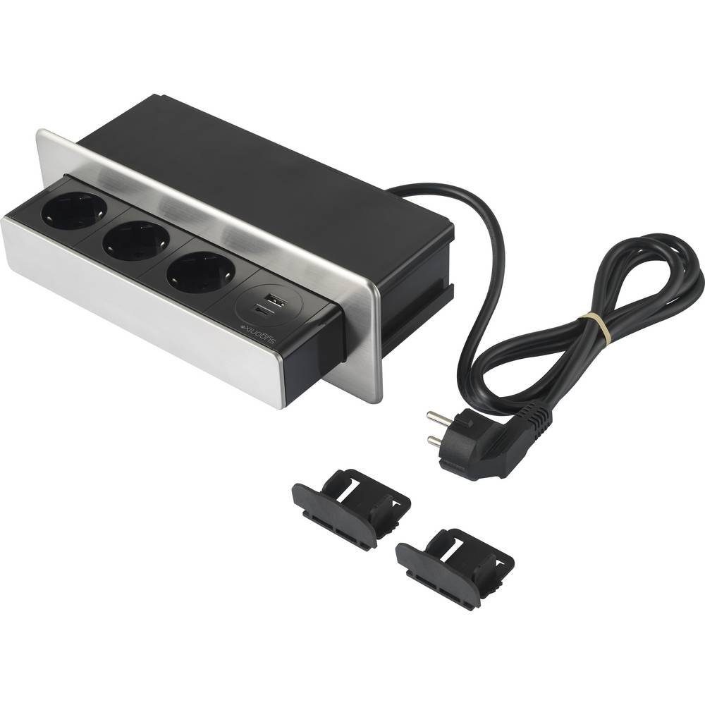 erhöhter Sygonix USB, USB-A, versenkbar, Einbausteckdose 1x USB-C® 3fach, Steckdosenleiste, Versenkbare mit Berührungsschutz, 1x mit
