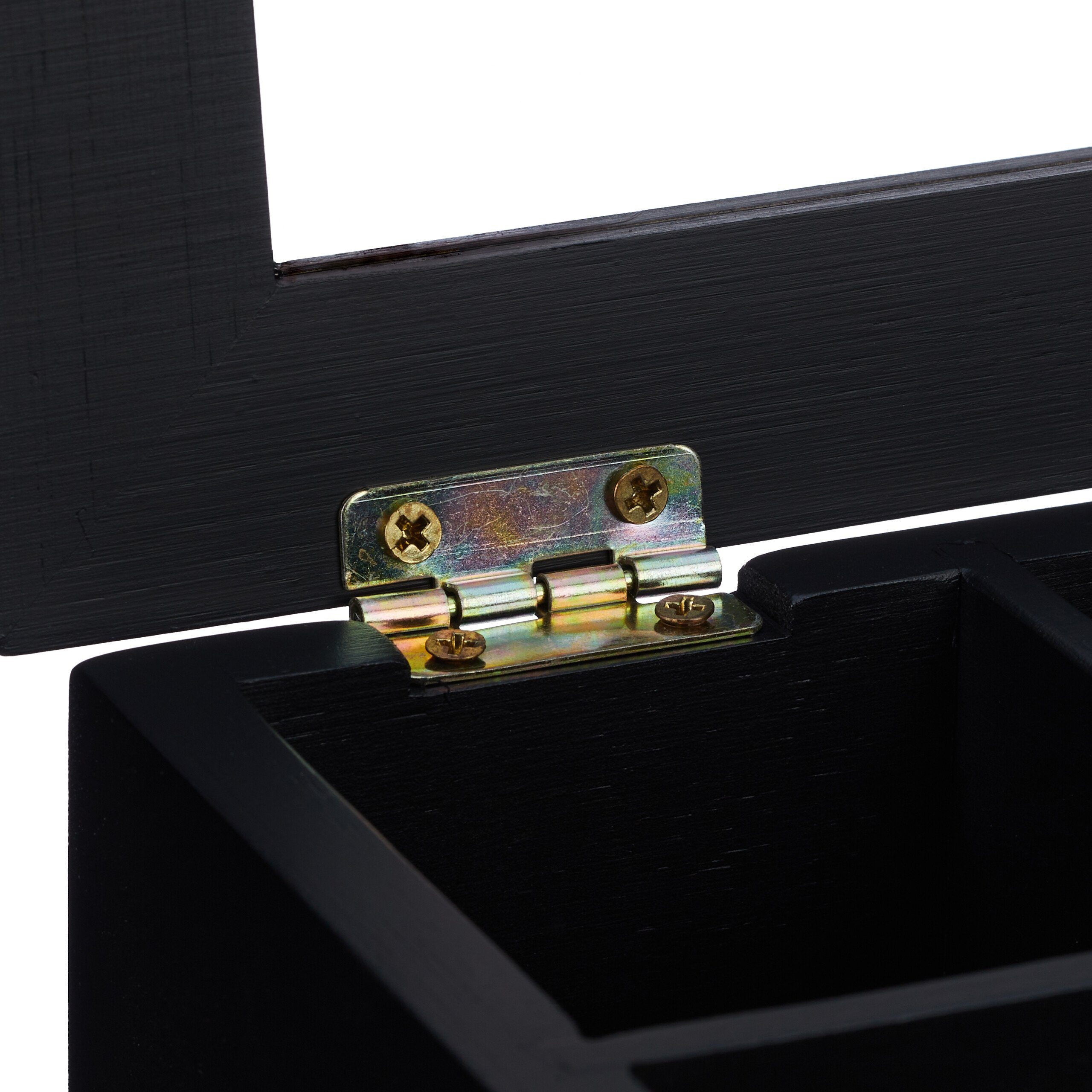 relaxdays Teebox Schwarze Teebox mit 6 Fächern, Bambus