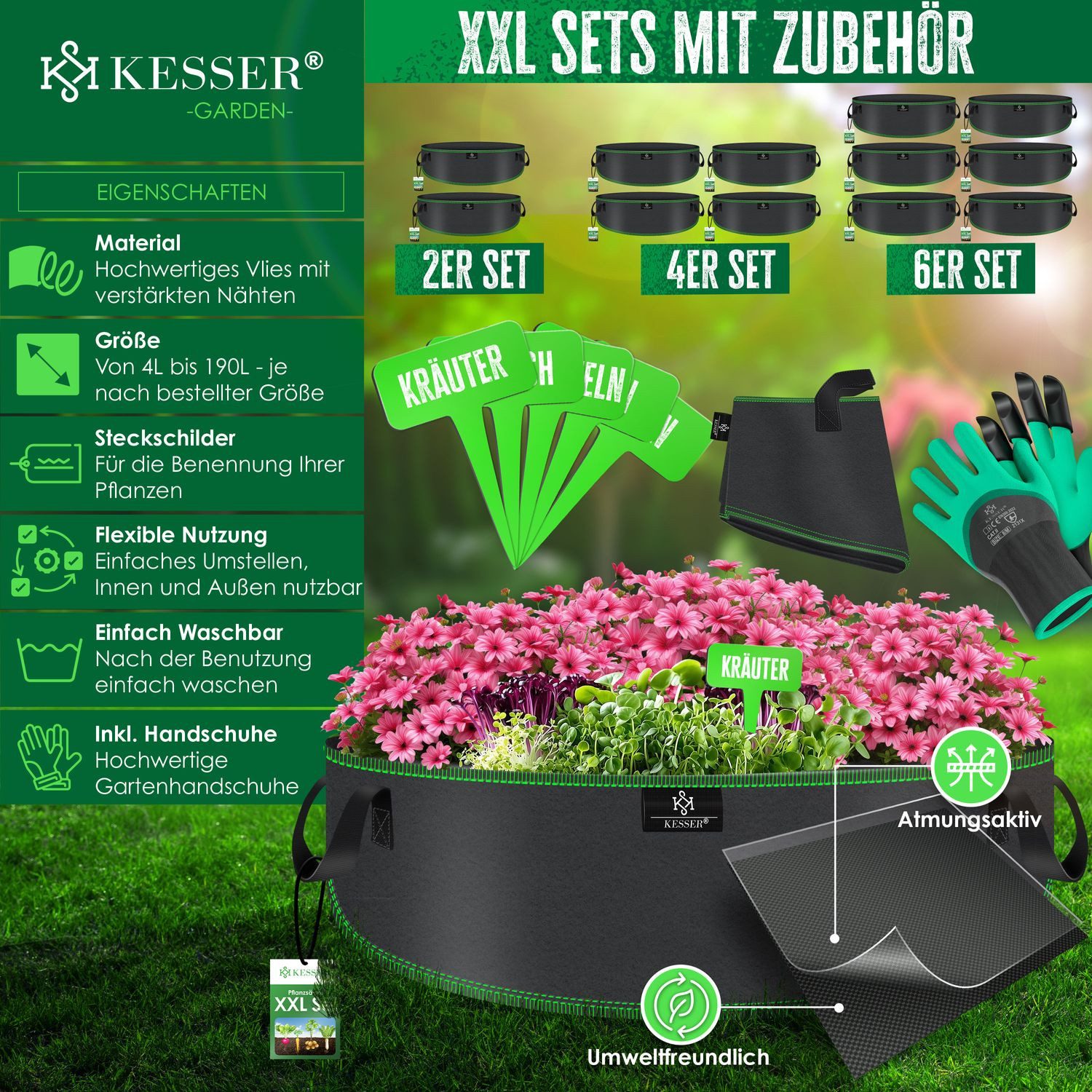 KESSER Pflanzkübel, Pflanzsäcke aus Vlies Kartoffel günstig online kaufen
