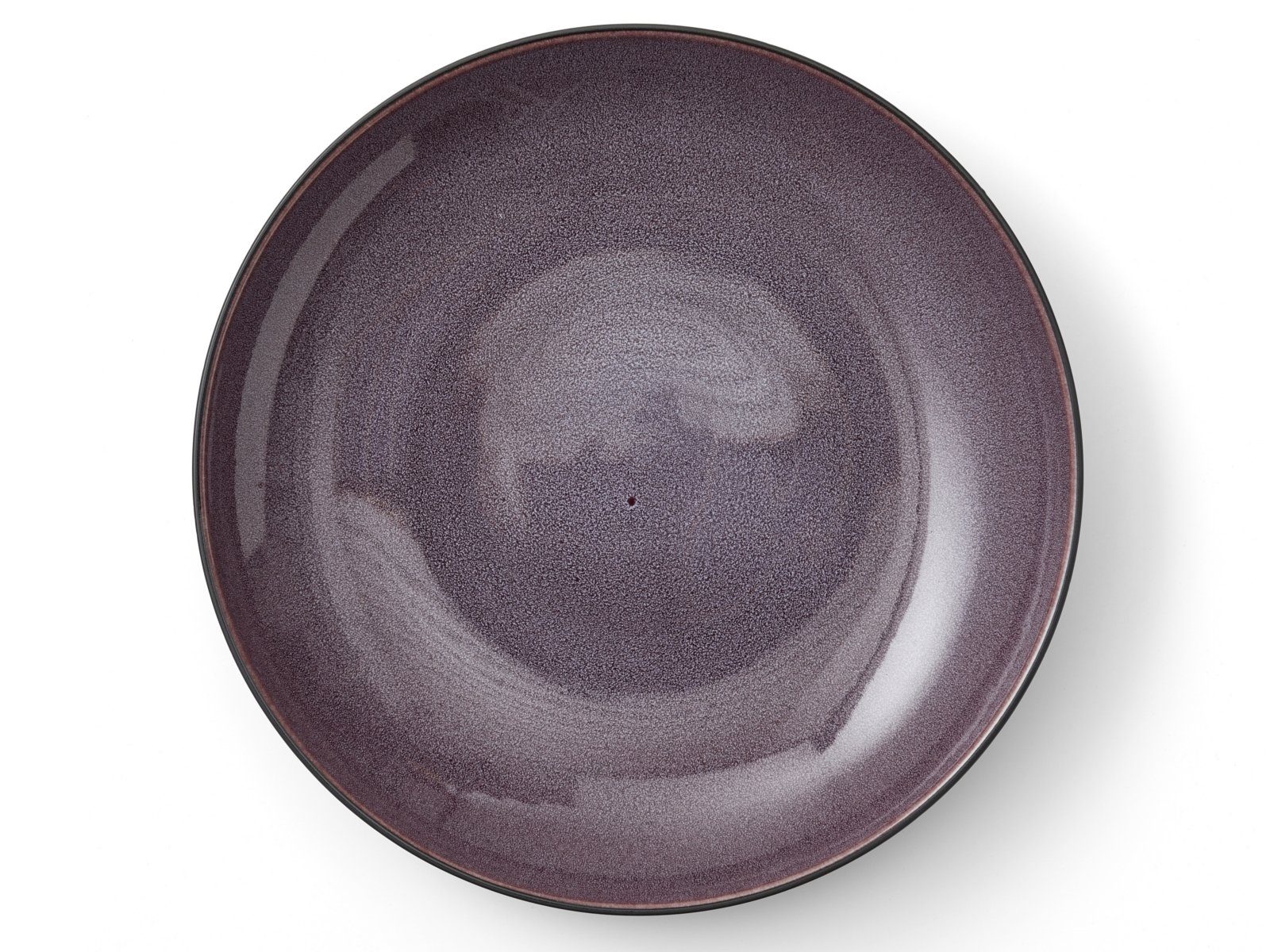 Bitz Schale Schale matt black / shiny lilac 40 cm, Steinzeug, (Schüsseln & Schalen), Servierplatte rund 40 cm Steinzeug Schwarz/Lila