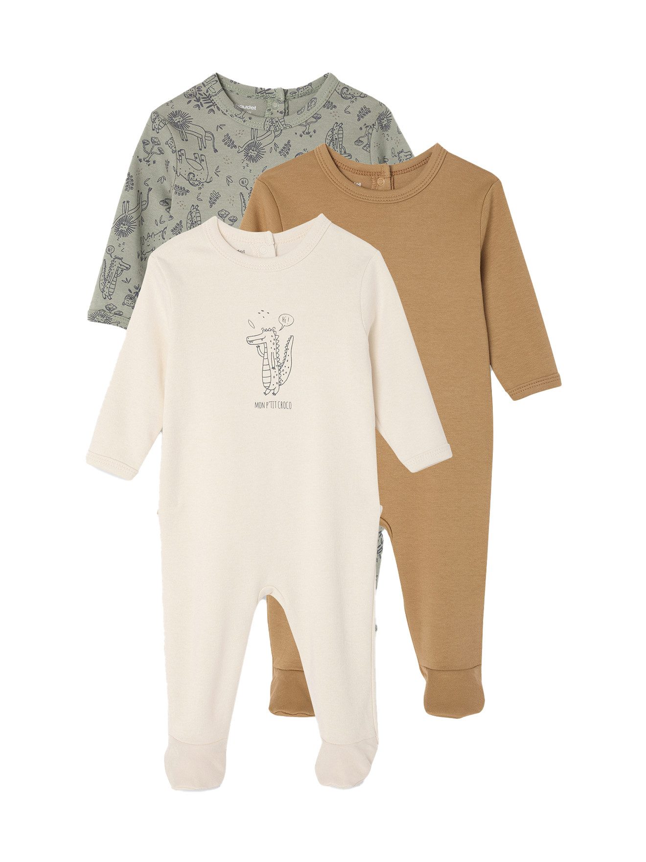 Schlafanzug Bio-Kollektion: 3er-Pack Baby Strampler BASIC