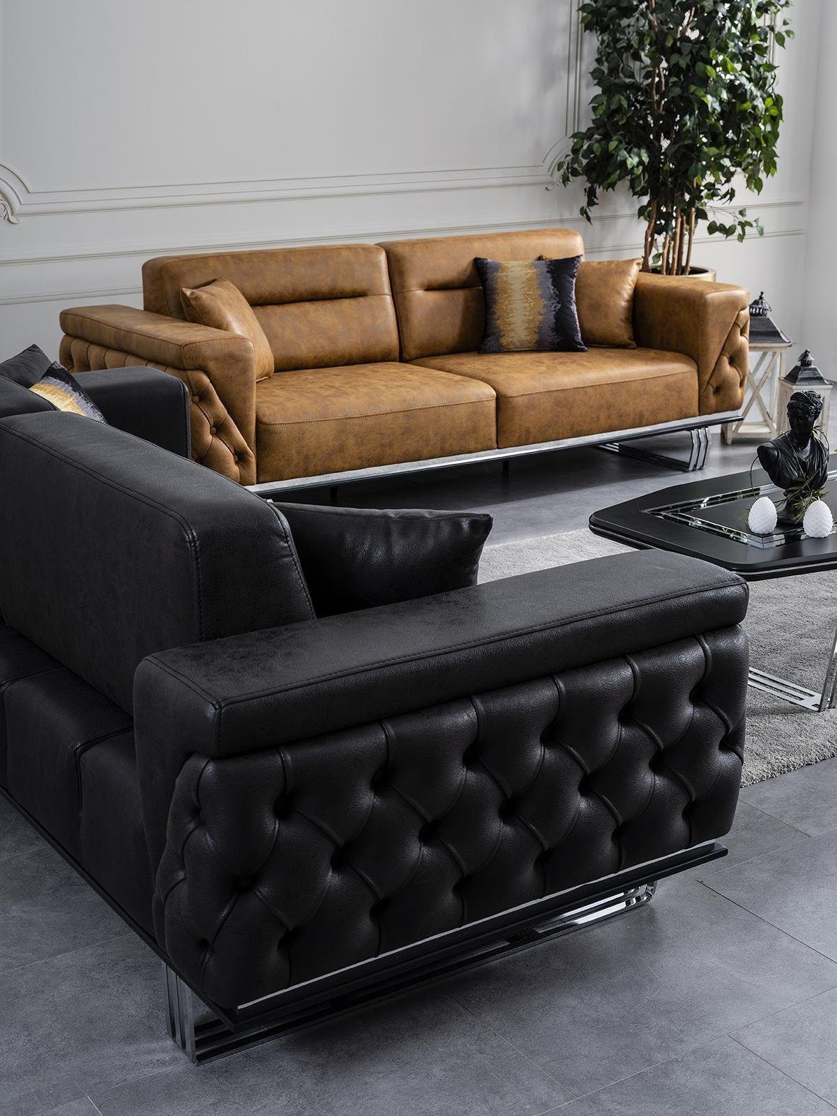 JVmoebel Sofa Viersitzer Sofa 4 1 Braun in Teile, Kunstleder Wohnzimmer, Sofas Made Sitzer Europa