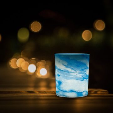 relaxdays Teelichthalter Teelichtgläser blau im 12er Set