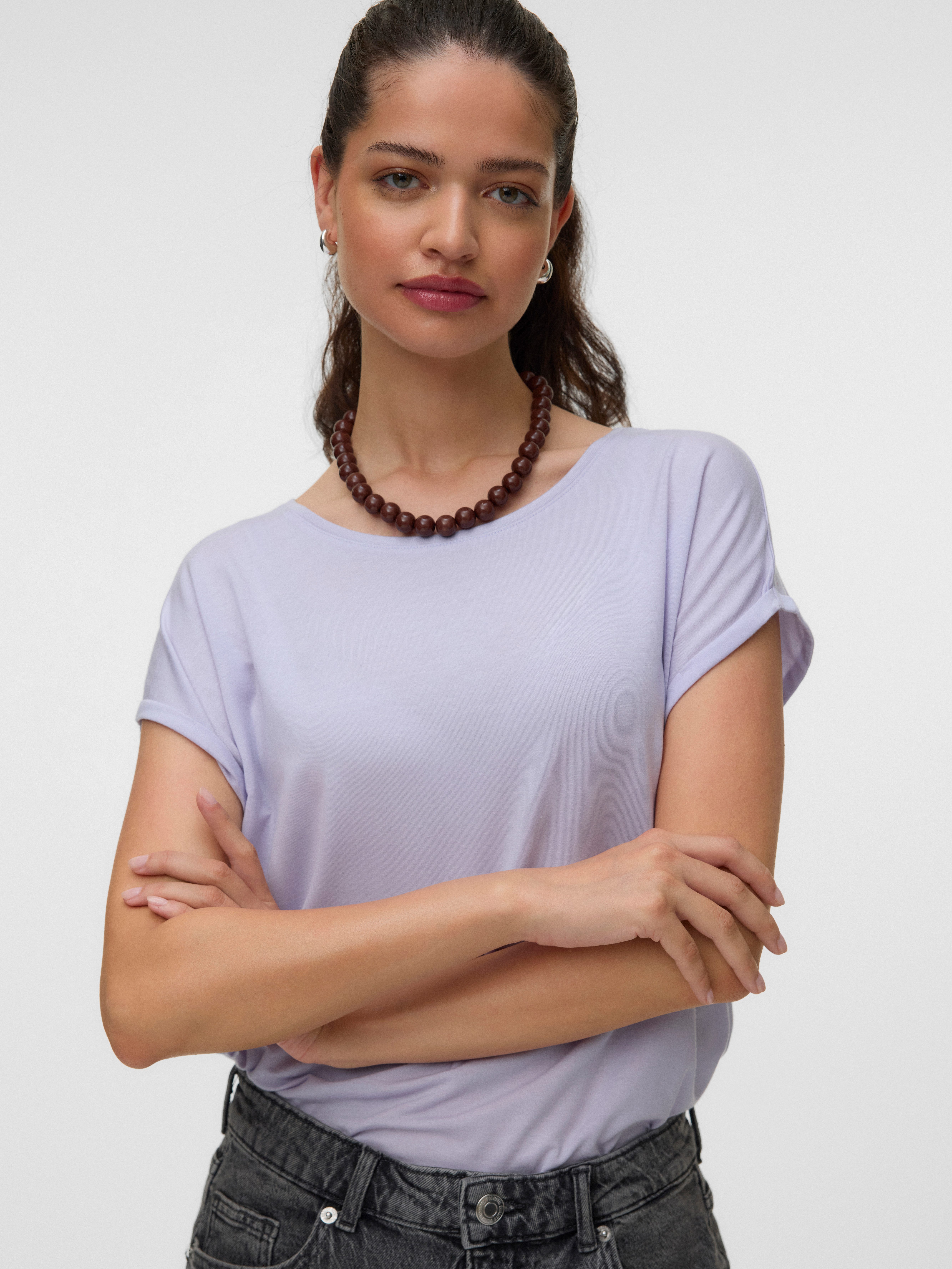 Vero Moda T-Shirt VMAVA PLAIN SS TOP JRS NOOS Materialmix, regular fit – Bild 2 von 5