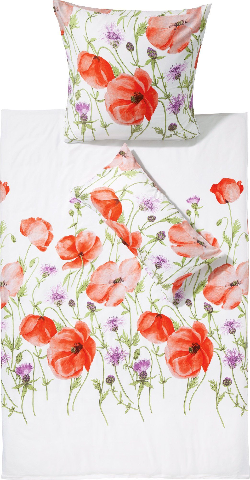 Erwin Müller Bettwäsche Bettwäsche, Mako-Satin, Mako-Satin Blumen/Motiv: Mohnblume