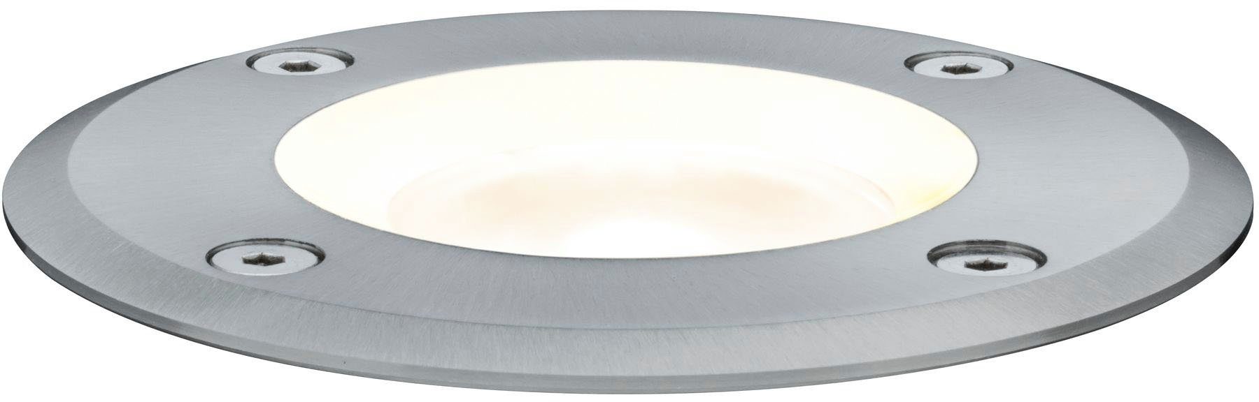 fest IP67 GU10 230V LED Paulmann integriert, LED 3,5W 140x140mm IP67 Warmweiß, Boden Einbauleuchte GU10, Outdoor rund Edelstahl/Metall,