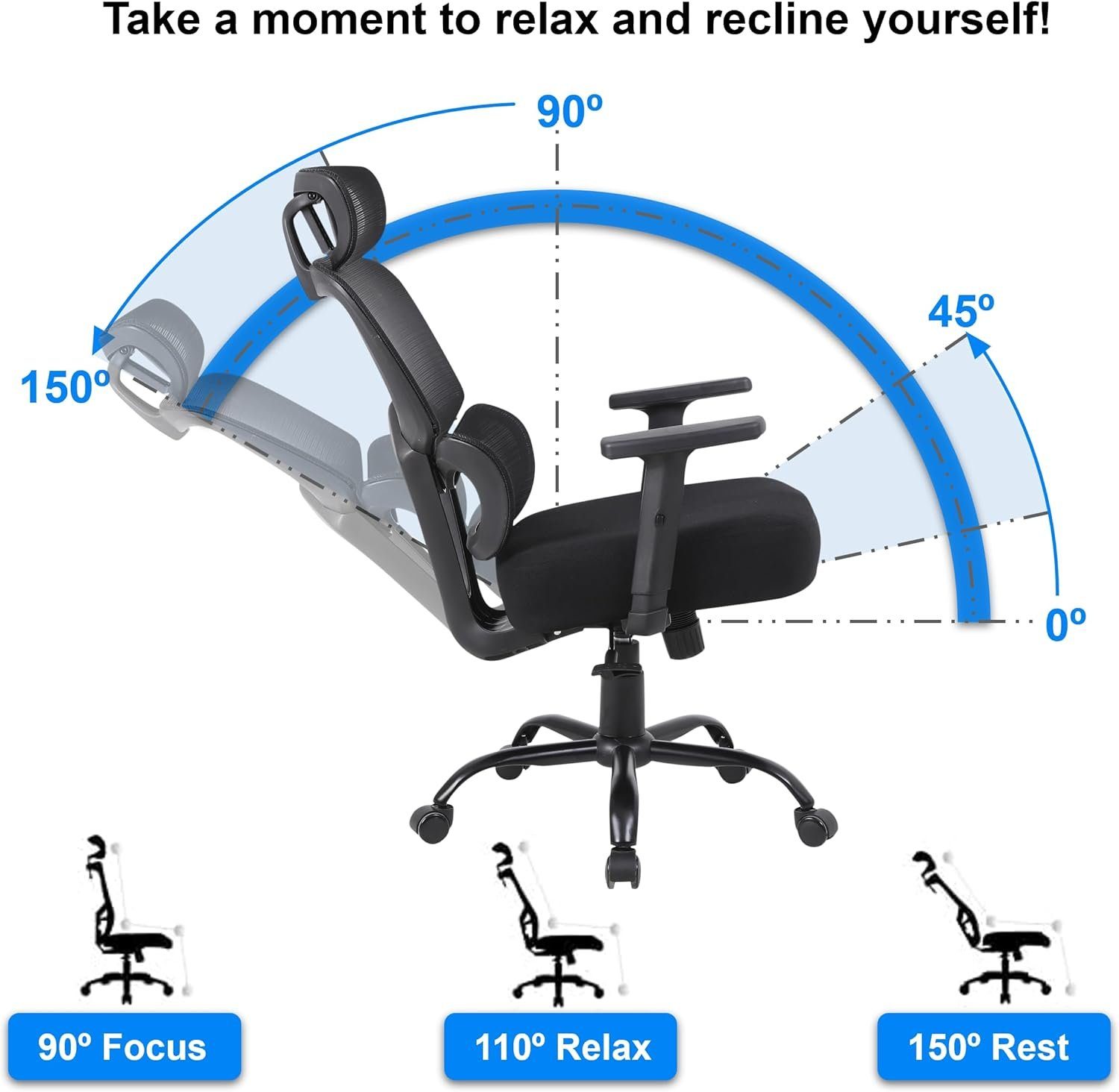 TITANO Bürostuhl (Bürostuhl ergonomisch: Schreibtischstuhl mit Höhe verstellbarem mit Sitz), - Bürostuhl Schreibtischstuhl Ergonomischer Verstellbarer