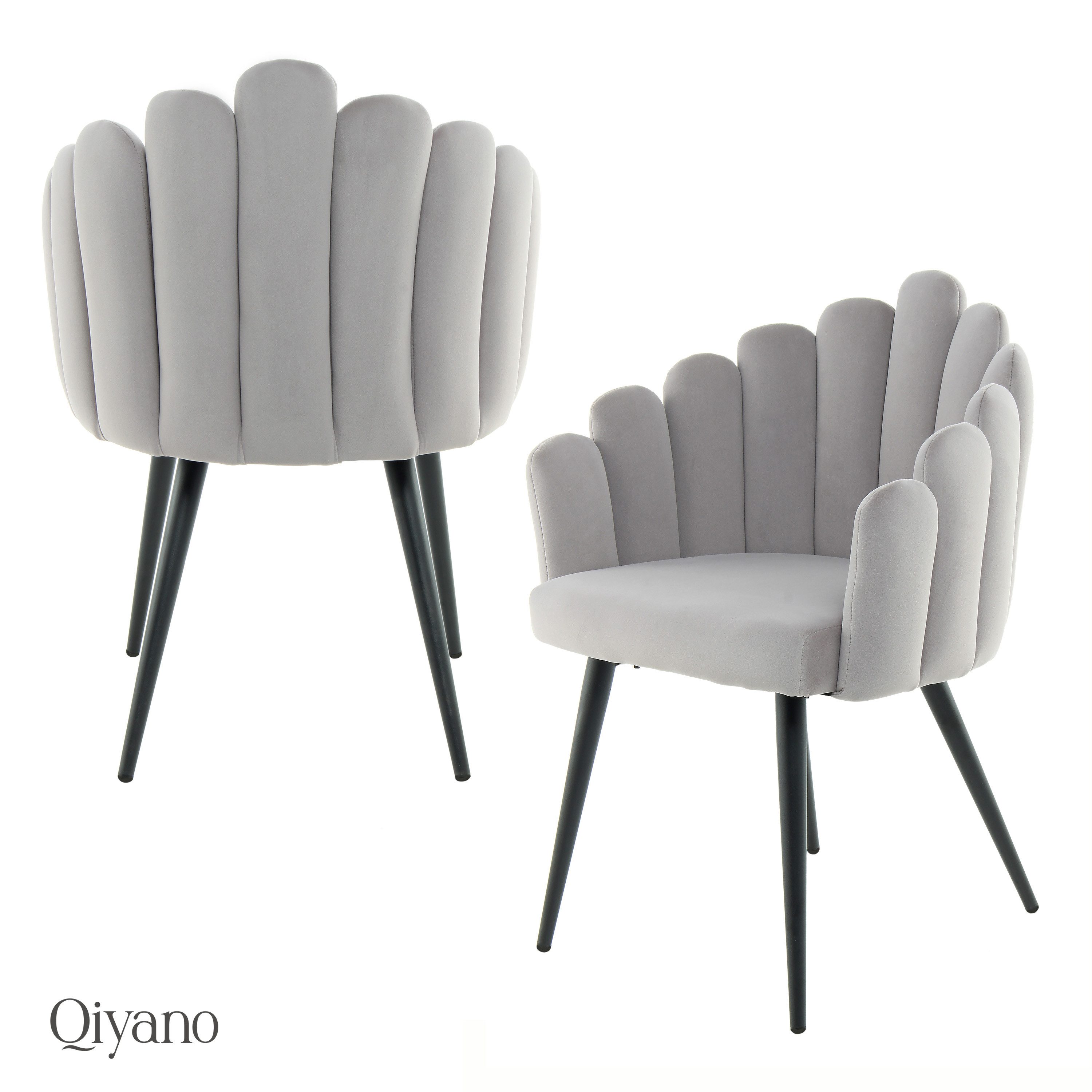 Qiyano Esszimmerstuhl Lani Stuhl mit Armlehne Muschel-Form Schminktisch Woh günstig online kaufen