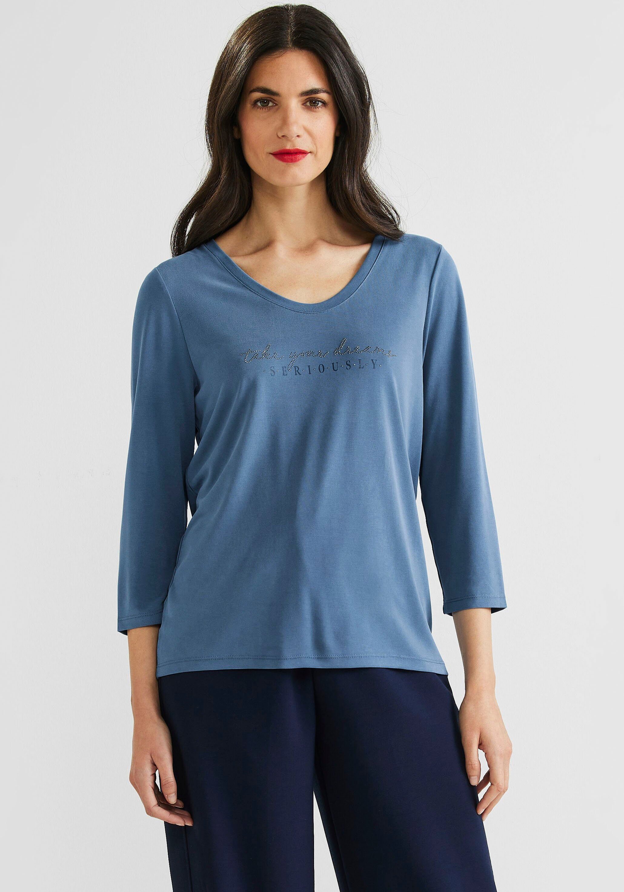 blue Steinchen-Wording 3/4-Arm-Shirt bay auf Brust mit ONE der dark STREET