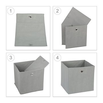 relaxdays Aufbewahrungsbox 6 x Aufbewahrungsbox Stoff grau