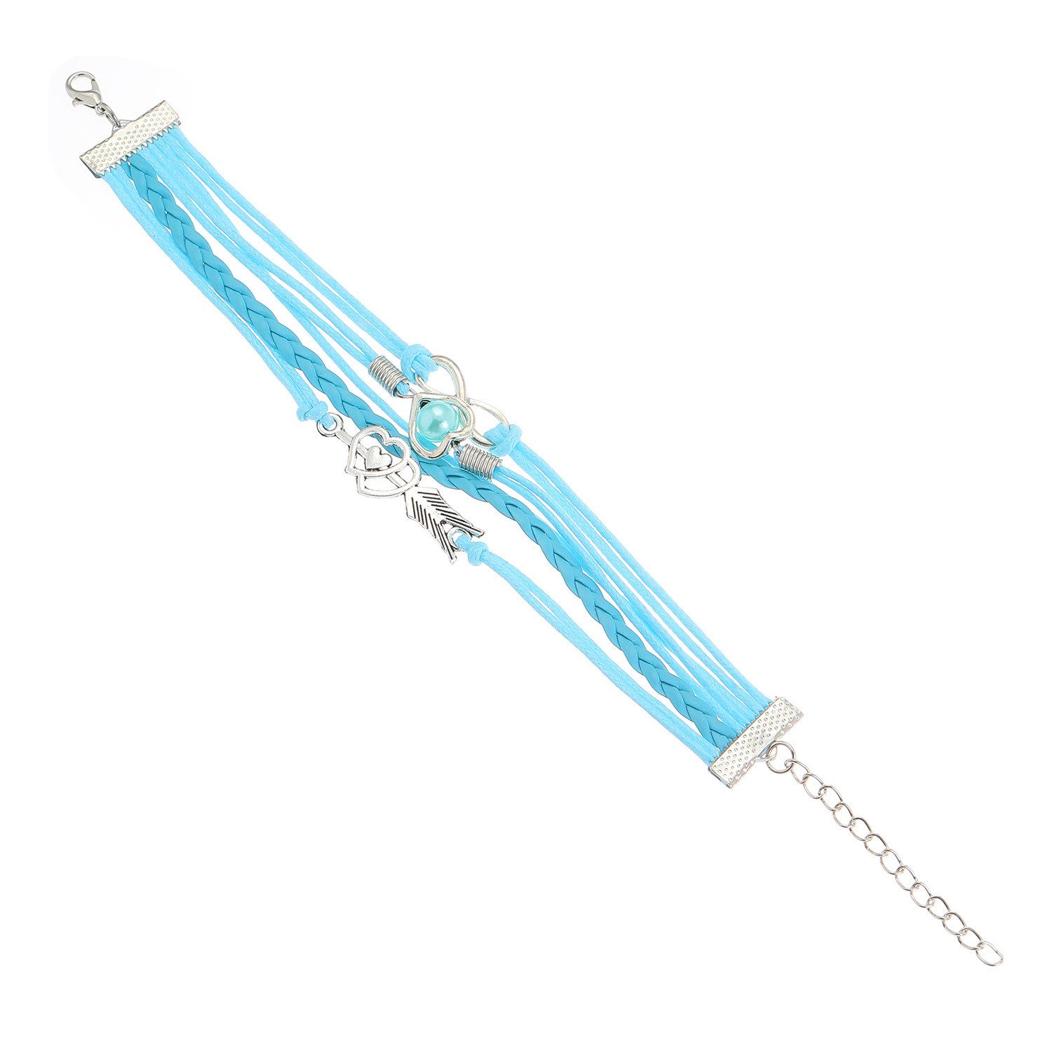 KARMA Lederarmband Damen mit Herz und Infinity Symbol verstellbar (Wickelarmband Armbandset, Damenschmuck Sommer Urlaub), türkis rosa oder lila Geschenk für Frauen