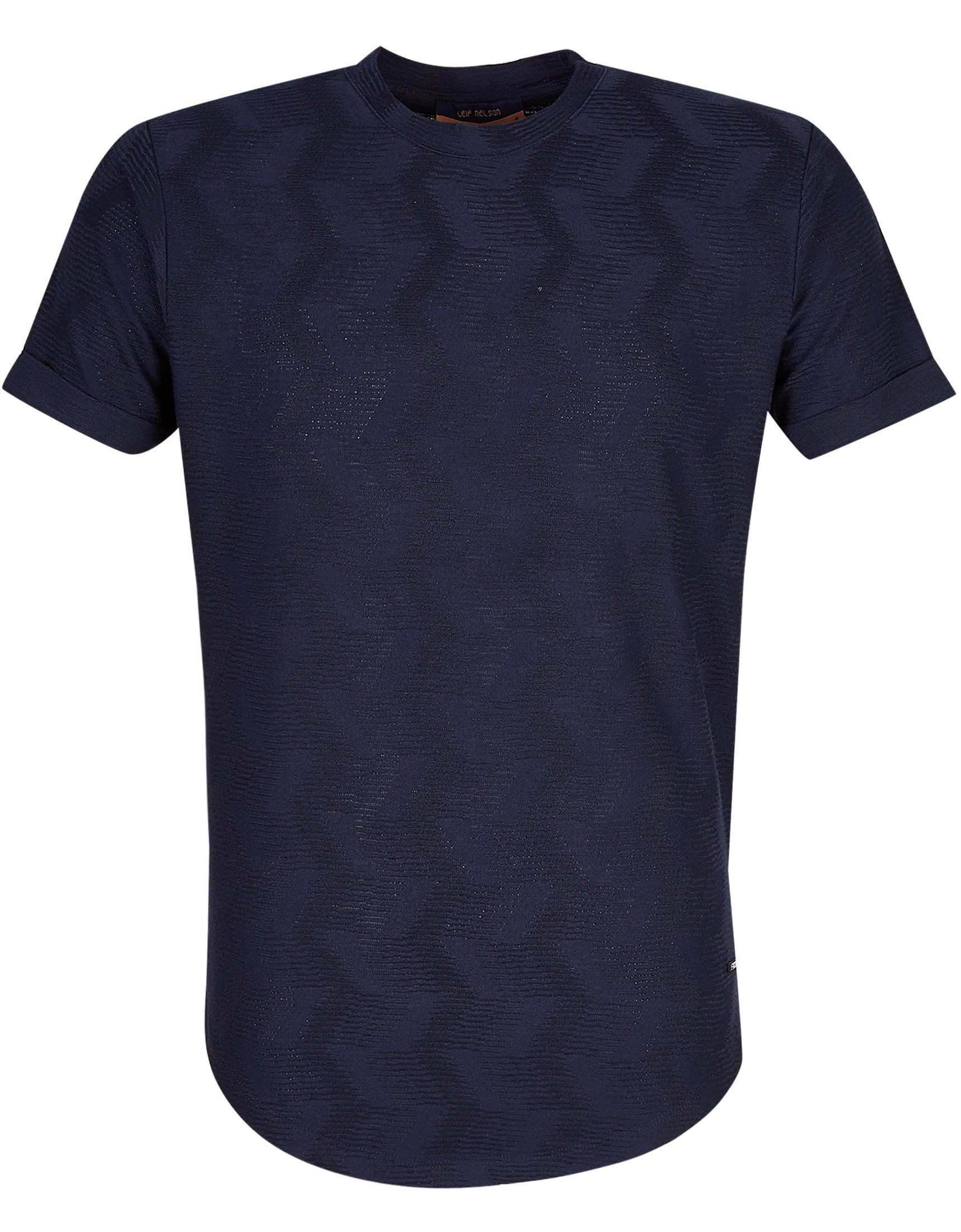 Leif Nelson T-Shirt Herren blau normal T-Shirt Rundhals LN-55585