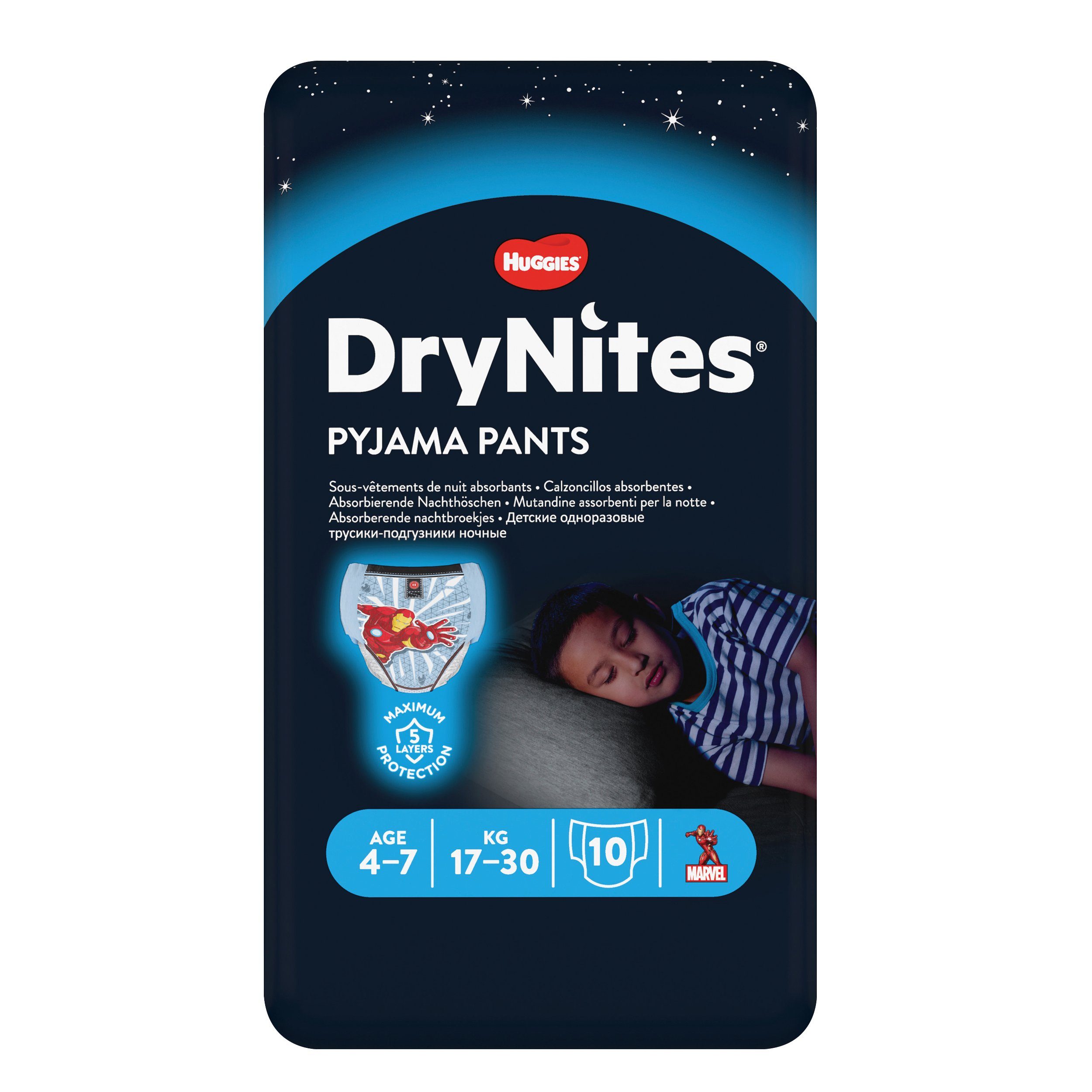 DryNites Nacht-Windeln (17-30kg), 30 Jahre Jungen Stk, Bettnässen HUGGIES 4-7 Windeln