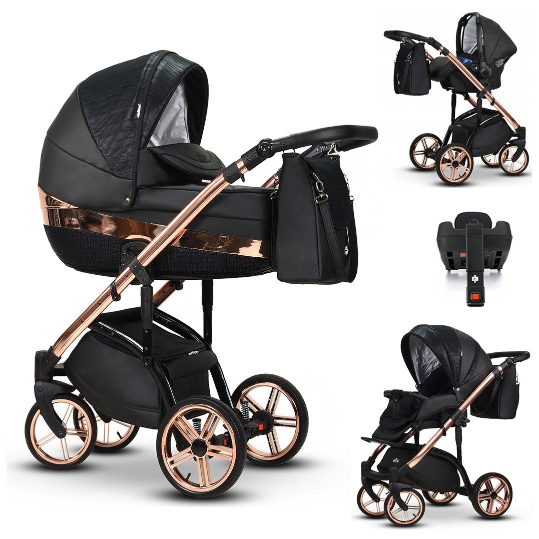 Kombi-Kinderwagen Vip Lux 5 in 1 inkl. Sportsitz, Autositz und Iso Base in 18 Farben