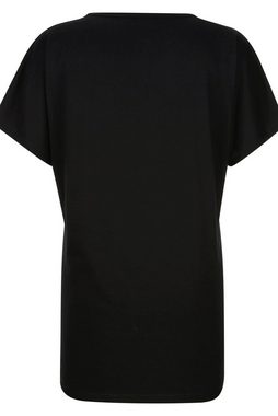 MIAMODA Rundhalsshirt Longshirt Schriftzug Pailletten V-Ausschnitt