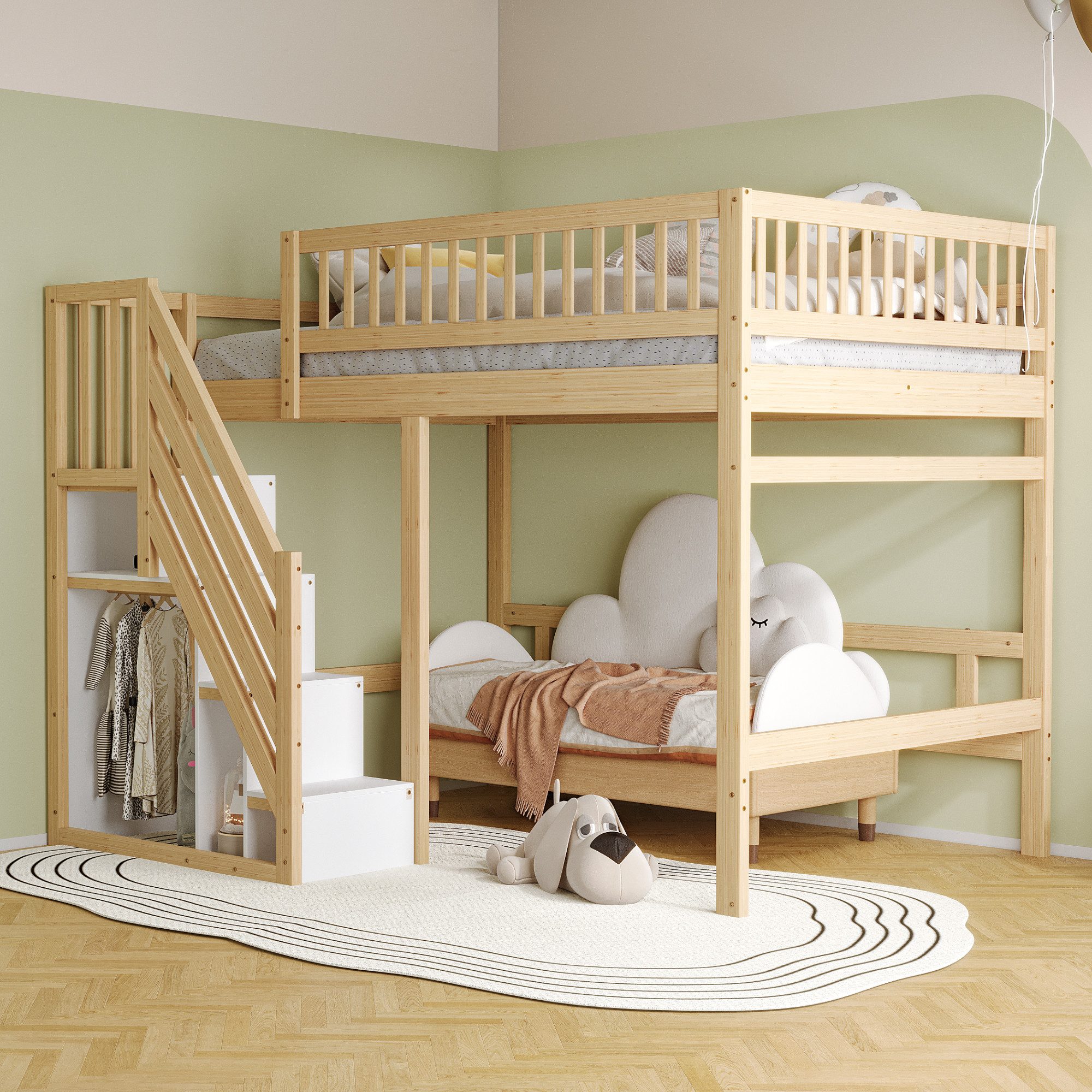 Merax Hochbett (Jugendbett mit Rausfallschutz und günstig online kaufen