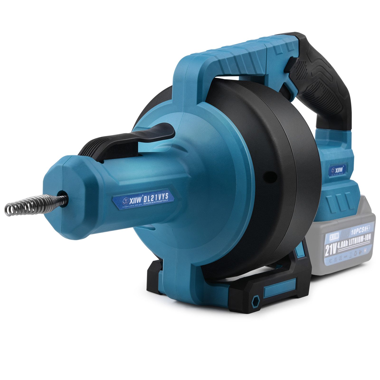 XERSEK Akku-Rohrreiniger Abflussreiniger Kompatibel mit Makita 18V Akku Rohrreinigungsmaschine, 610 U/min, 7,6 m (ohne Akku] Stufenlose Drehzahl, Rechts-/Linkslauf, für Rohr Φ16-55mm), Rohrreinigungsspirale bei Verstopfungen in WC, Dusche, Küche, Abfluss