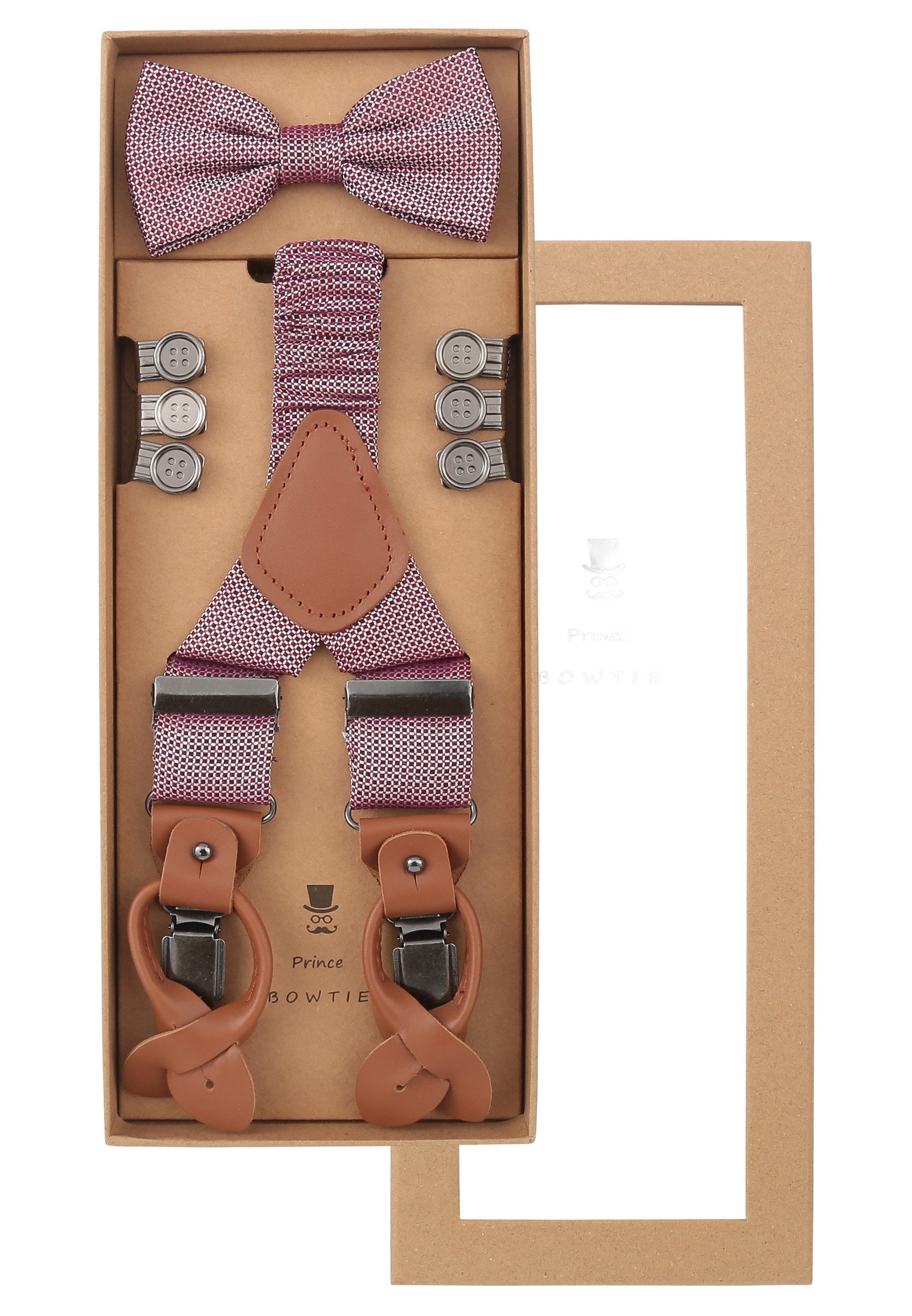 Seidenfalter Fliege SET HOSENTRAEGER+FLIE, BORDO