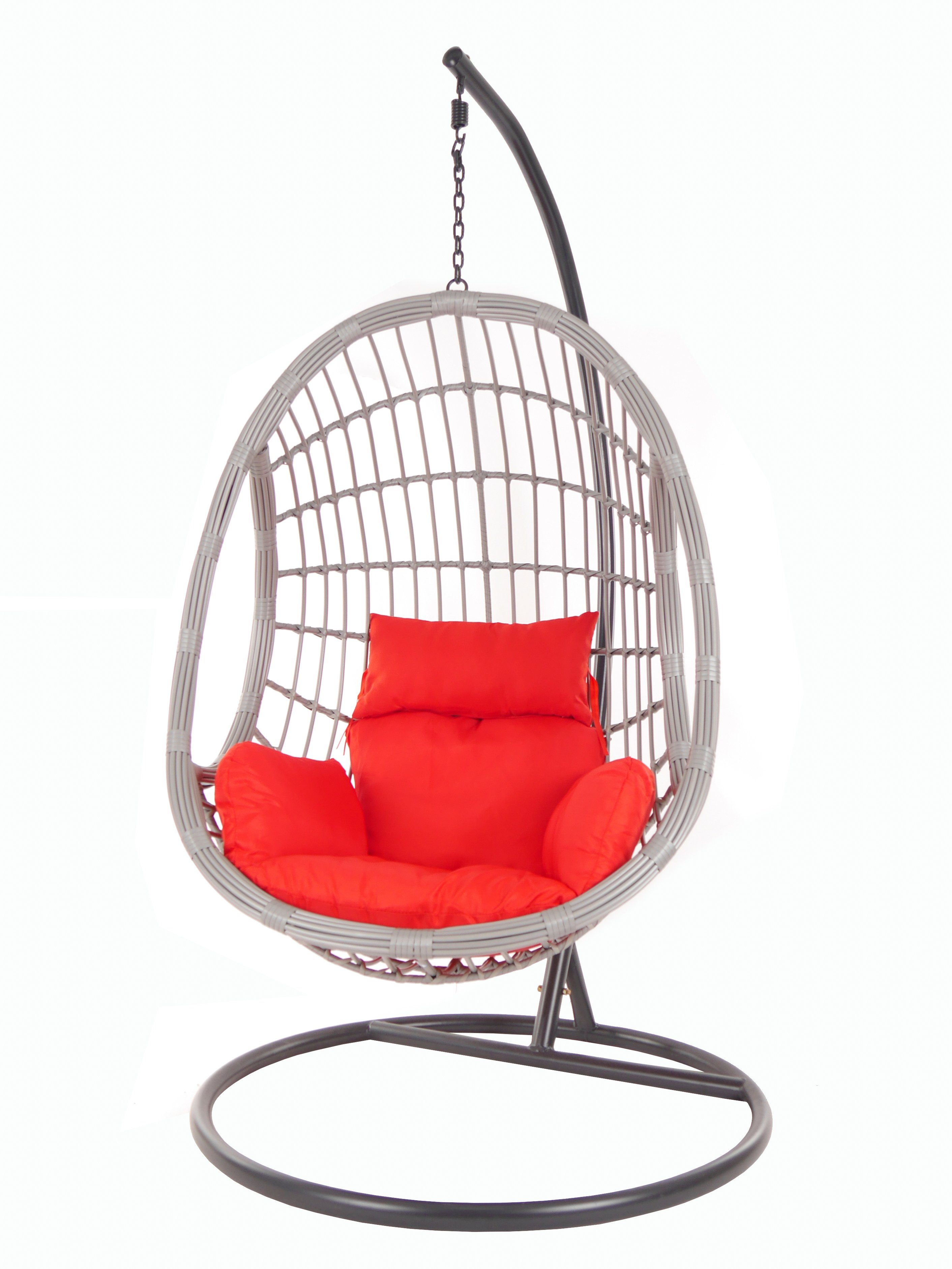 und (3050 lightgrey, rot scarlet) PALMANOVA Hängesessel Schwebesessel Swing Gestell Chair, KIDEO mit Kissen, Loungemöbel