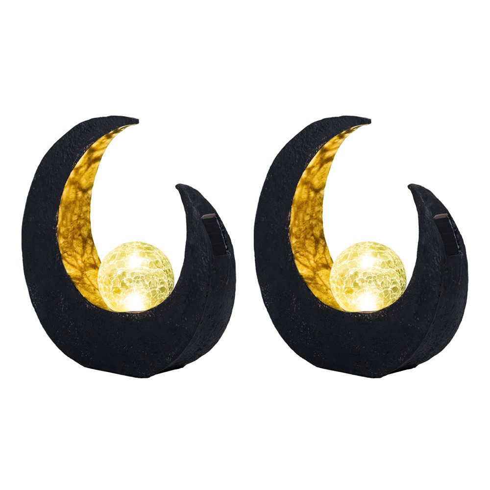 NOWA LED Solarleuchte, LED-Leuchtmittel fest verbaut, Gartendeko Solarlampen Außen Outdoor Balkon Deko schwarz gold 2x