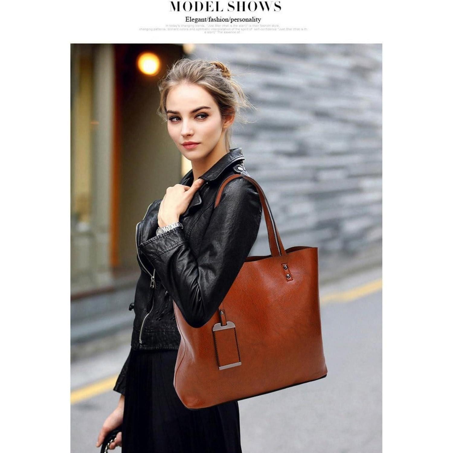 LuxusKollektion Shopper Damen Shopper PU-Leder Schultertasche Umhängetasche Dunkelblau