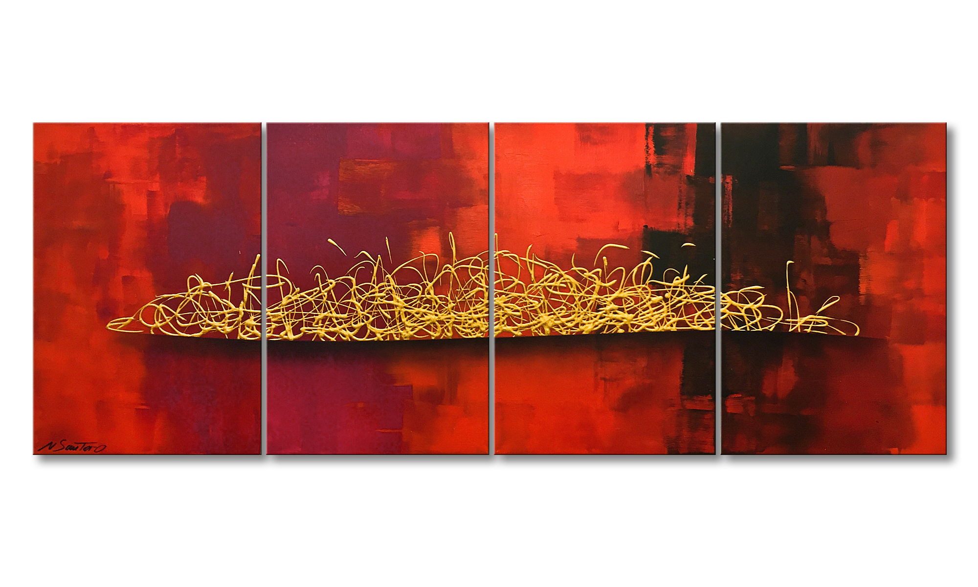WandbilderXXL Gemälde Glowing Harmony 160 x 60 cm, Abstraktes Gemälde, handgemaltes Unikat